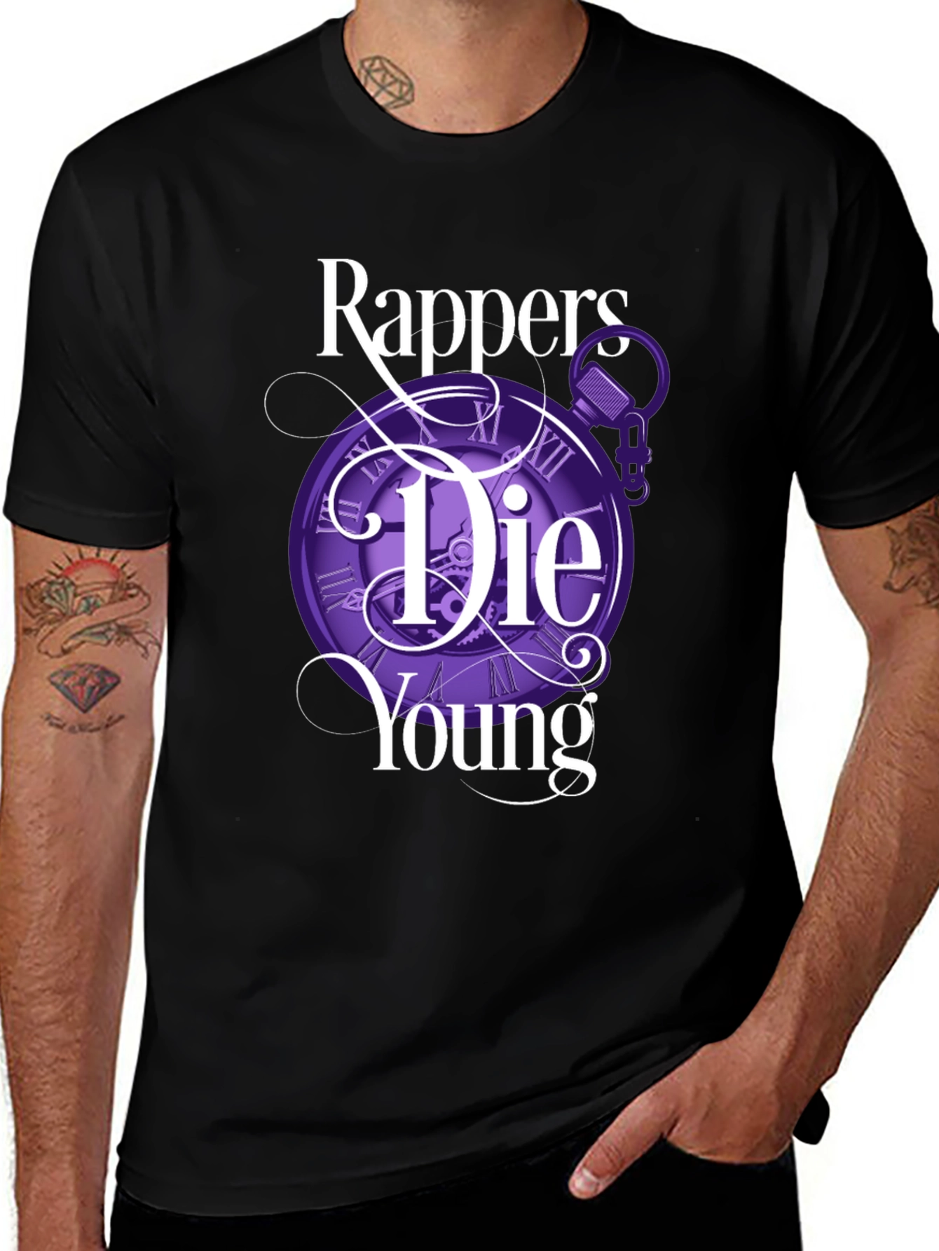Variant 14 of Rappers Die Young Graphic Tee - Black