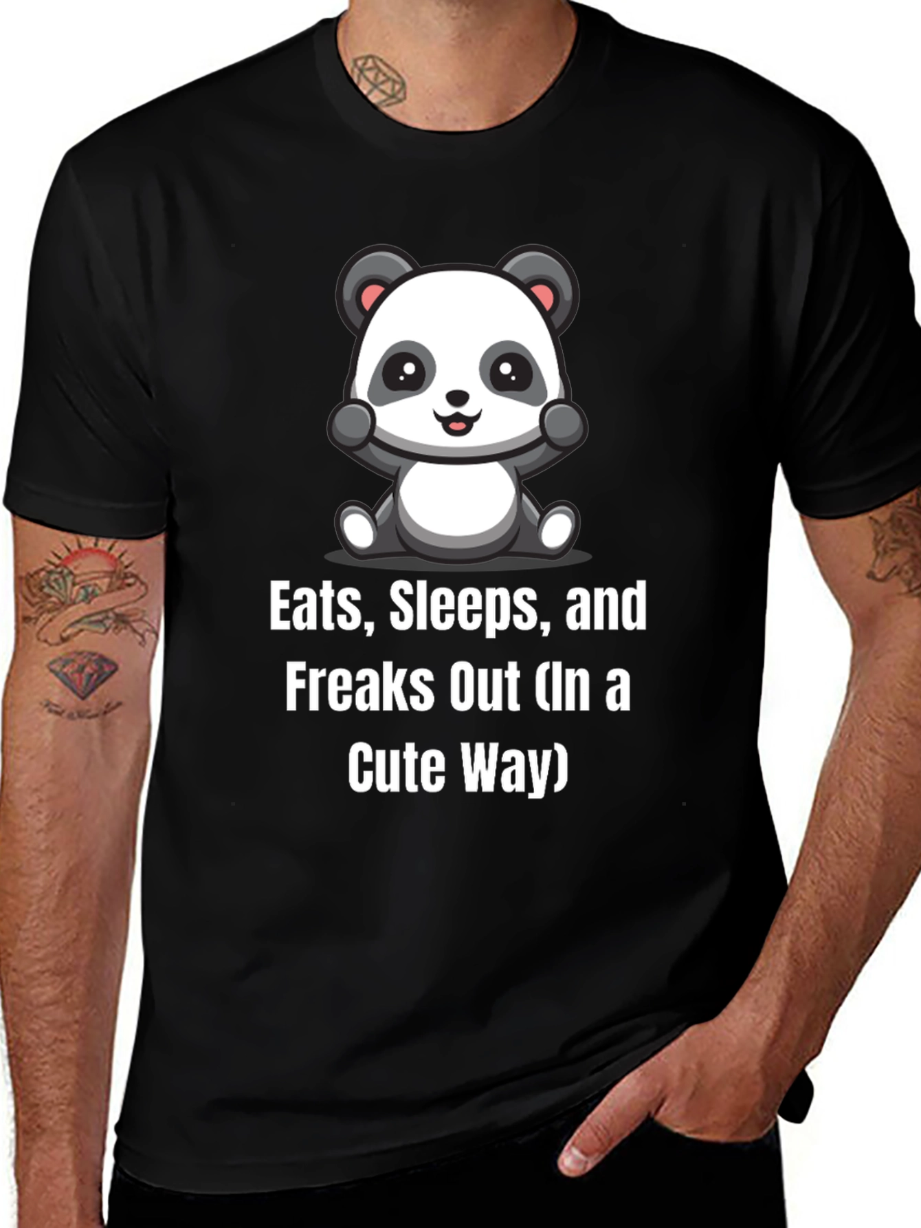 Variant 22 of Cute Panda Eats Sleeps Freaks Out Graphic T-Shirt