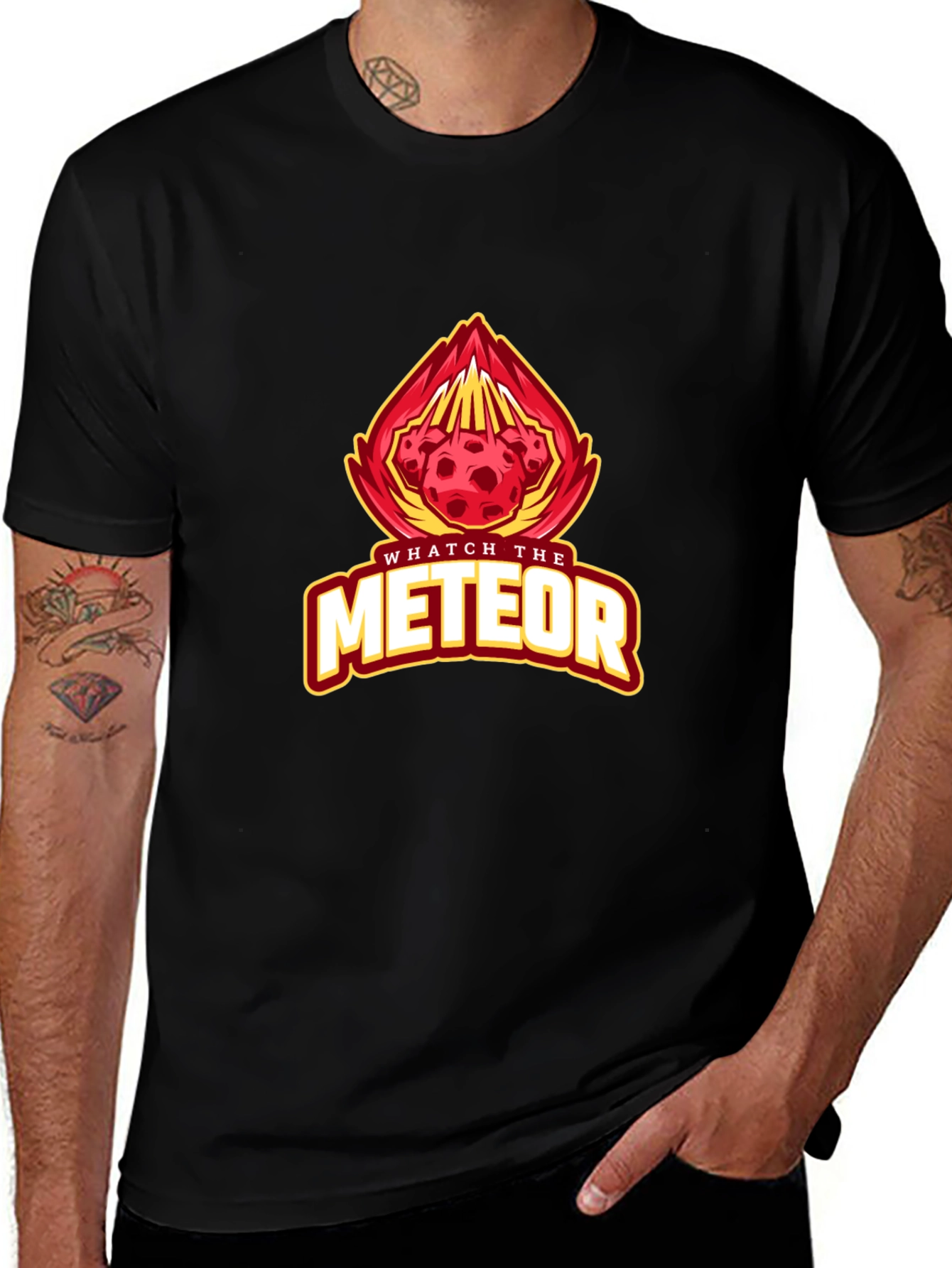 Variant 15 of Watch The Meteor Graphic Tee -  Unisex Black T-Shirt