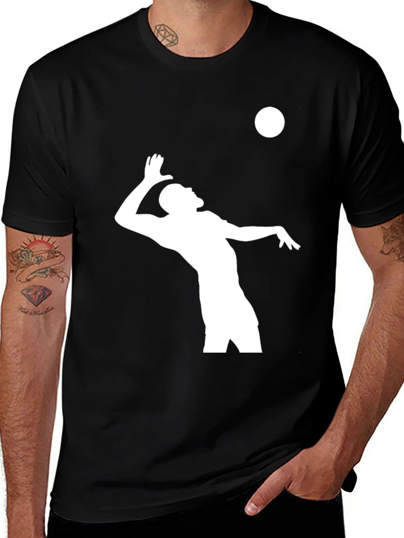 Variant 8 of Volleyball Player Graphic T-Shirt - Black