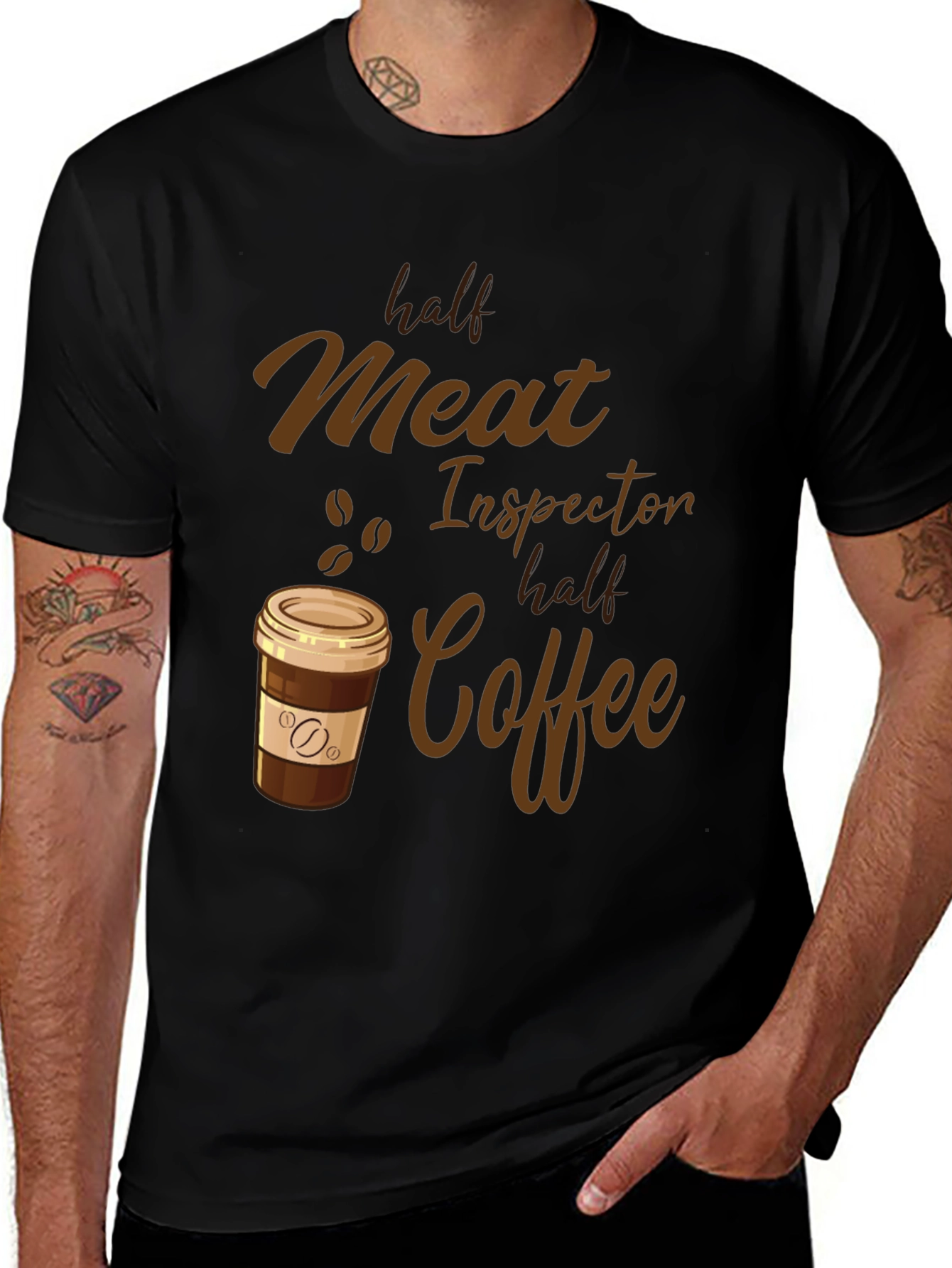 Variant 10 of Half Meat Inspector Half Coffee T-Shirt