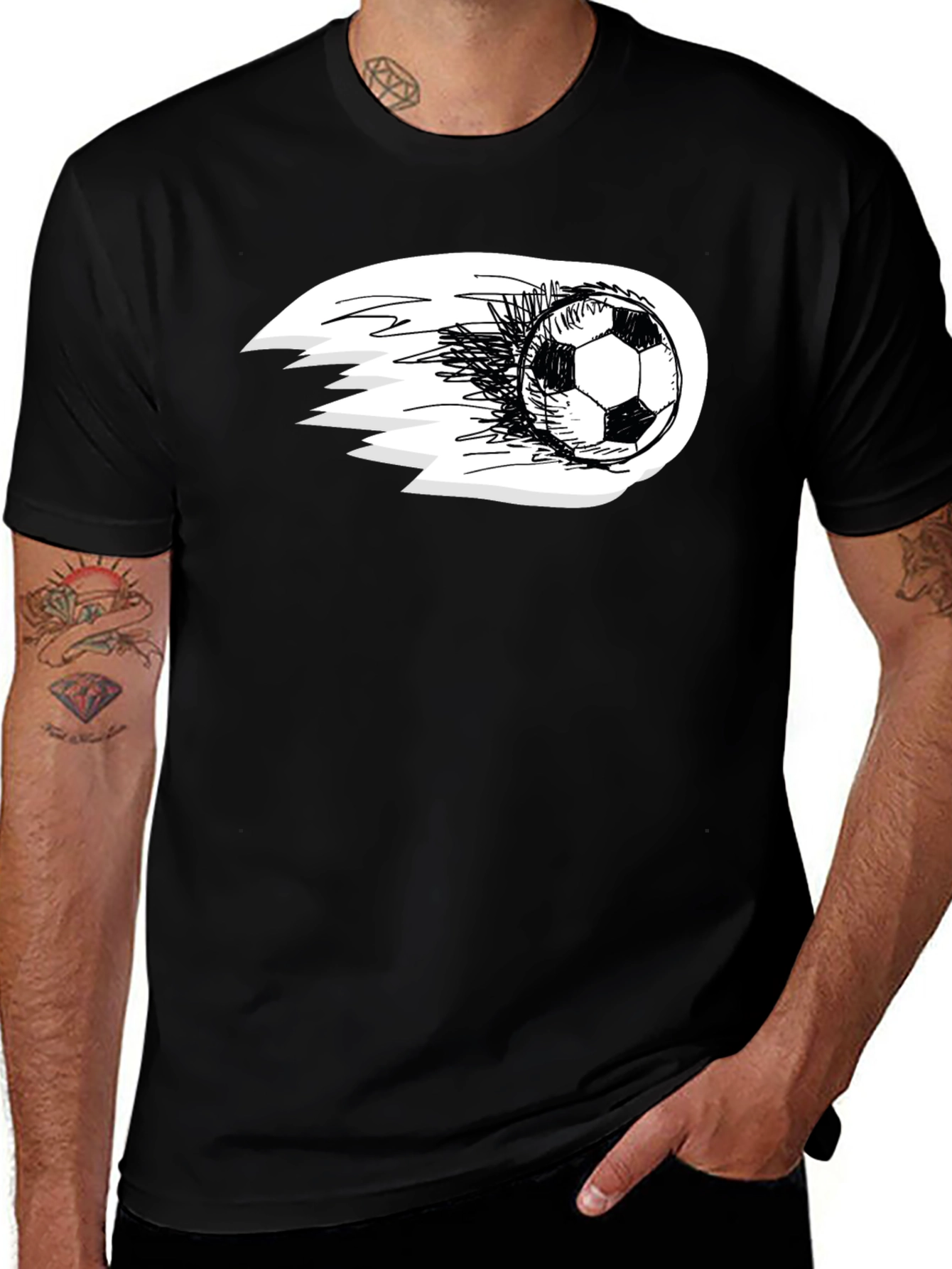 Variant 19 of Soccer Ball Graphic Tee - Black Cotton T-Shirt