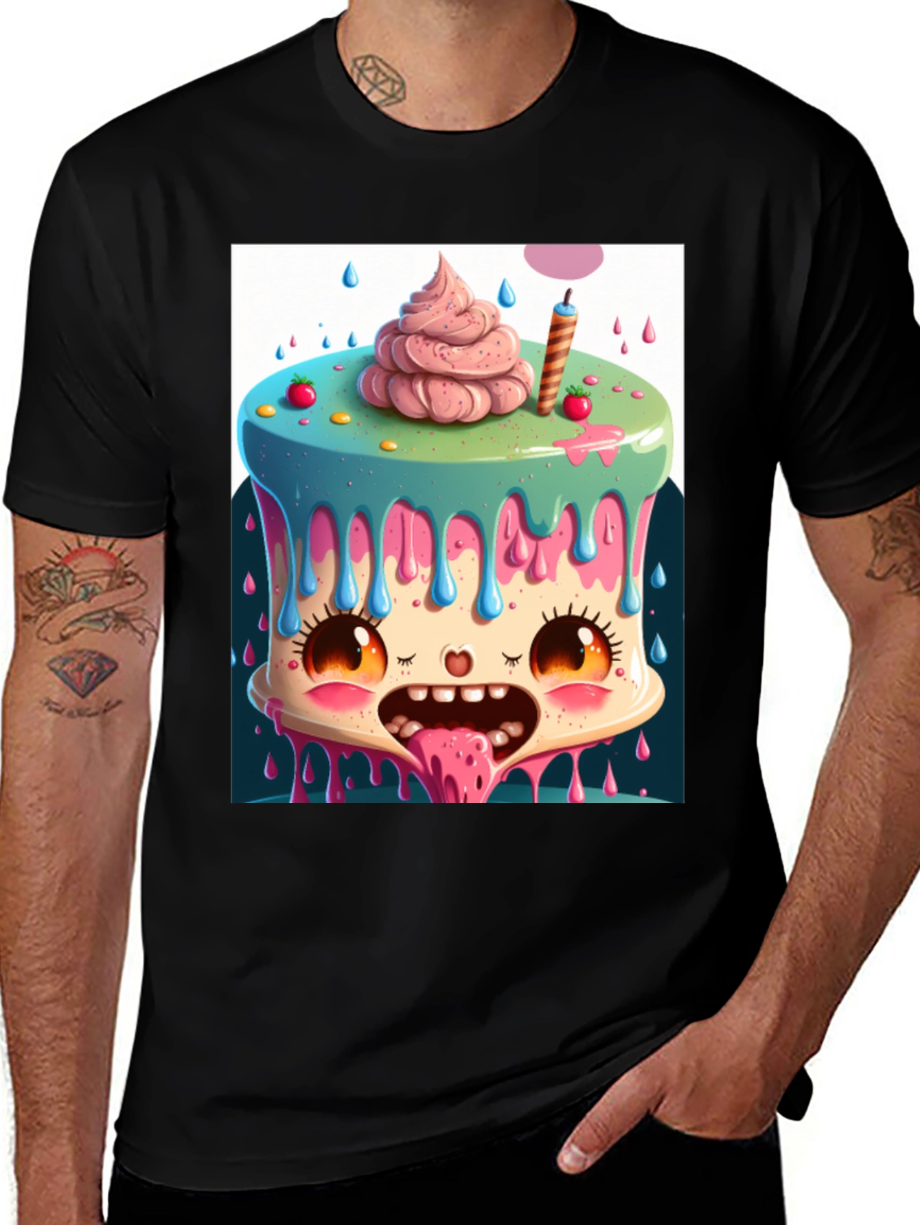 Variant 24 of Cartoon Cake Monster Graphic Tee - Unique Design