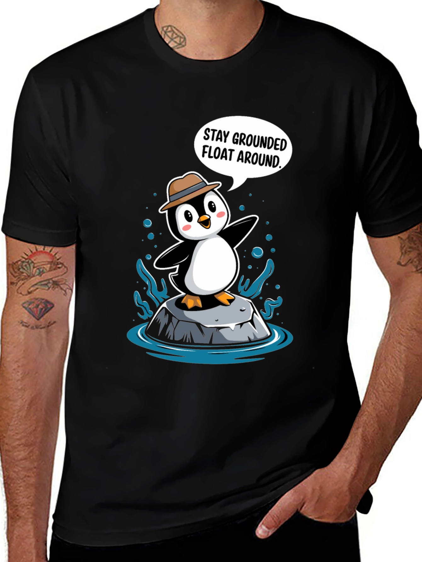 Variant 29 of Stay Grounded Penguin T-Shirt - Funny Cartoon Tee