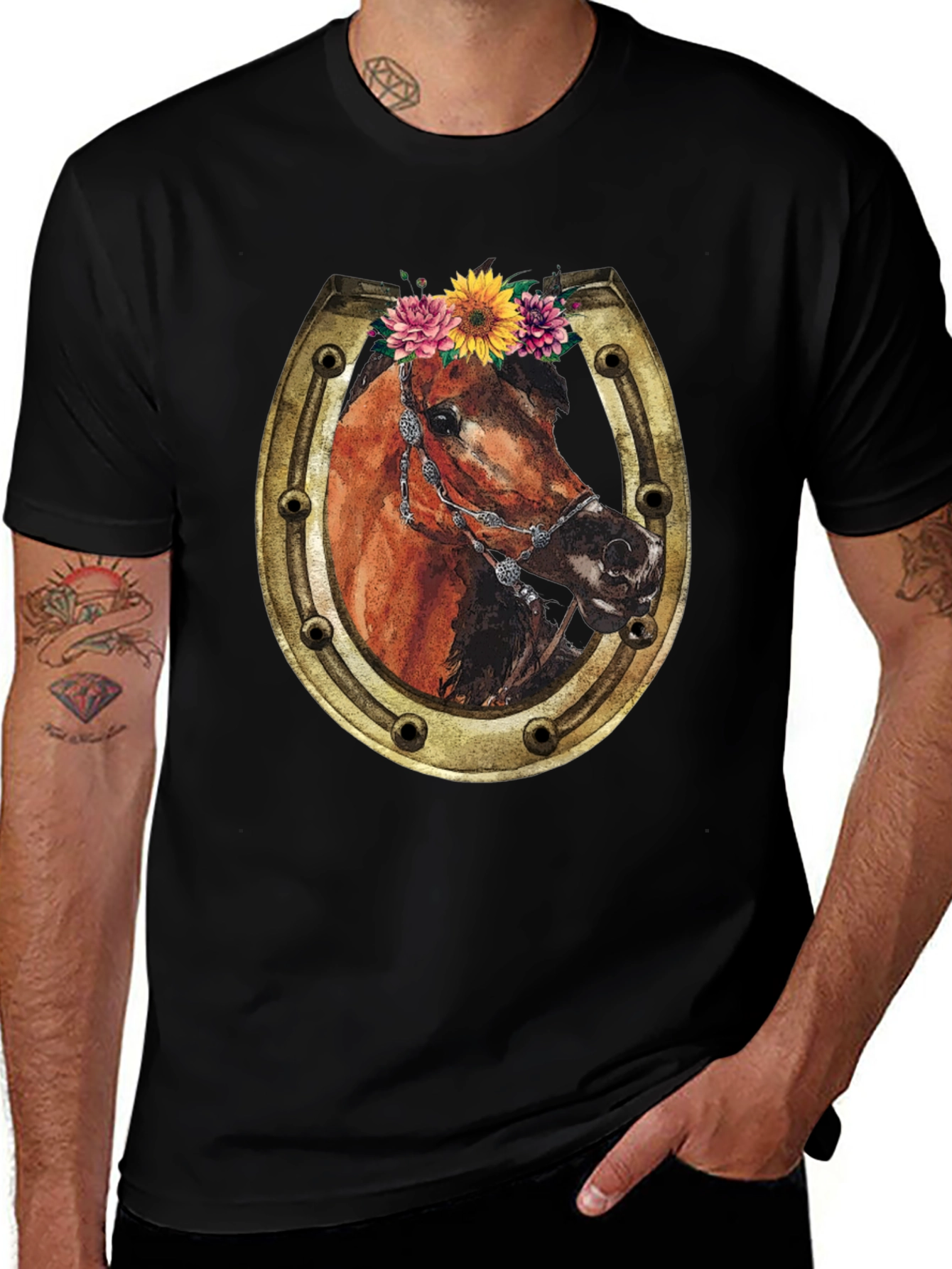 Variant 28 of Horse & Horseshoe Graphic Tee - Western Style