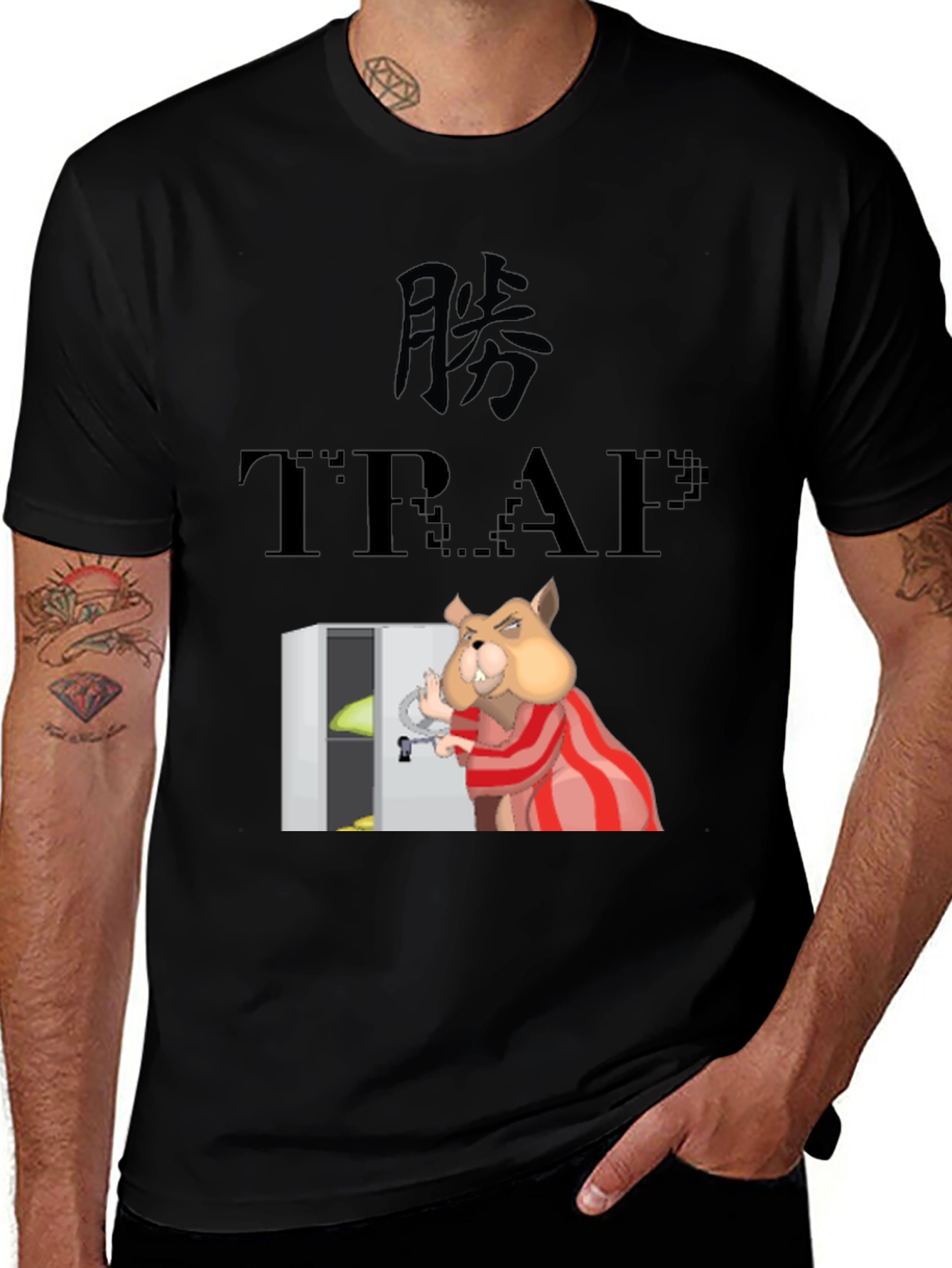 Variant 27 of Trap Beaver Graphic Tee - Black Cotton Blend