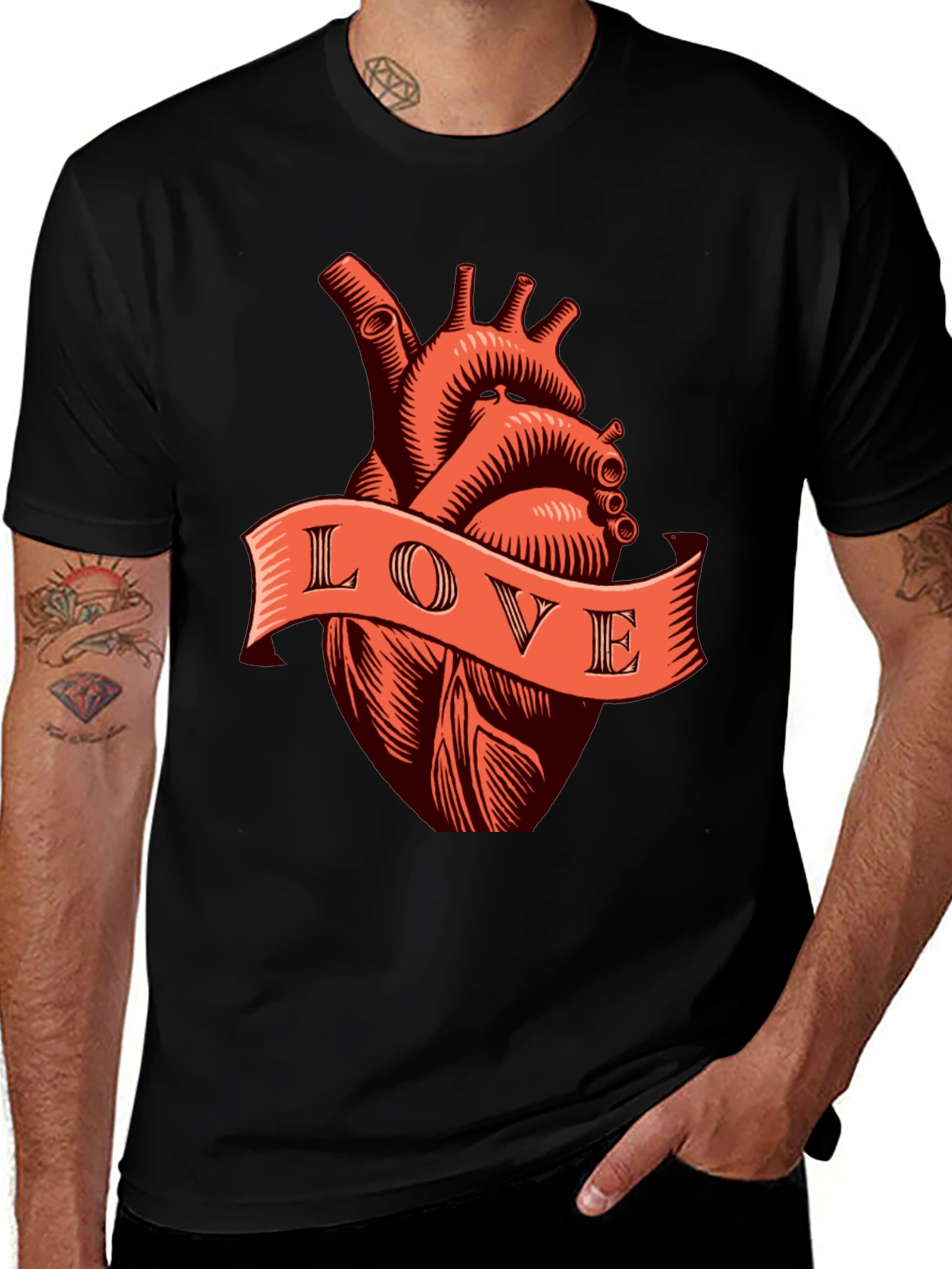 Anatomical Heart Love Tee - Black Graphic T-Shirt