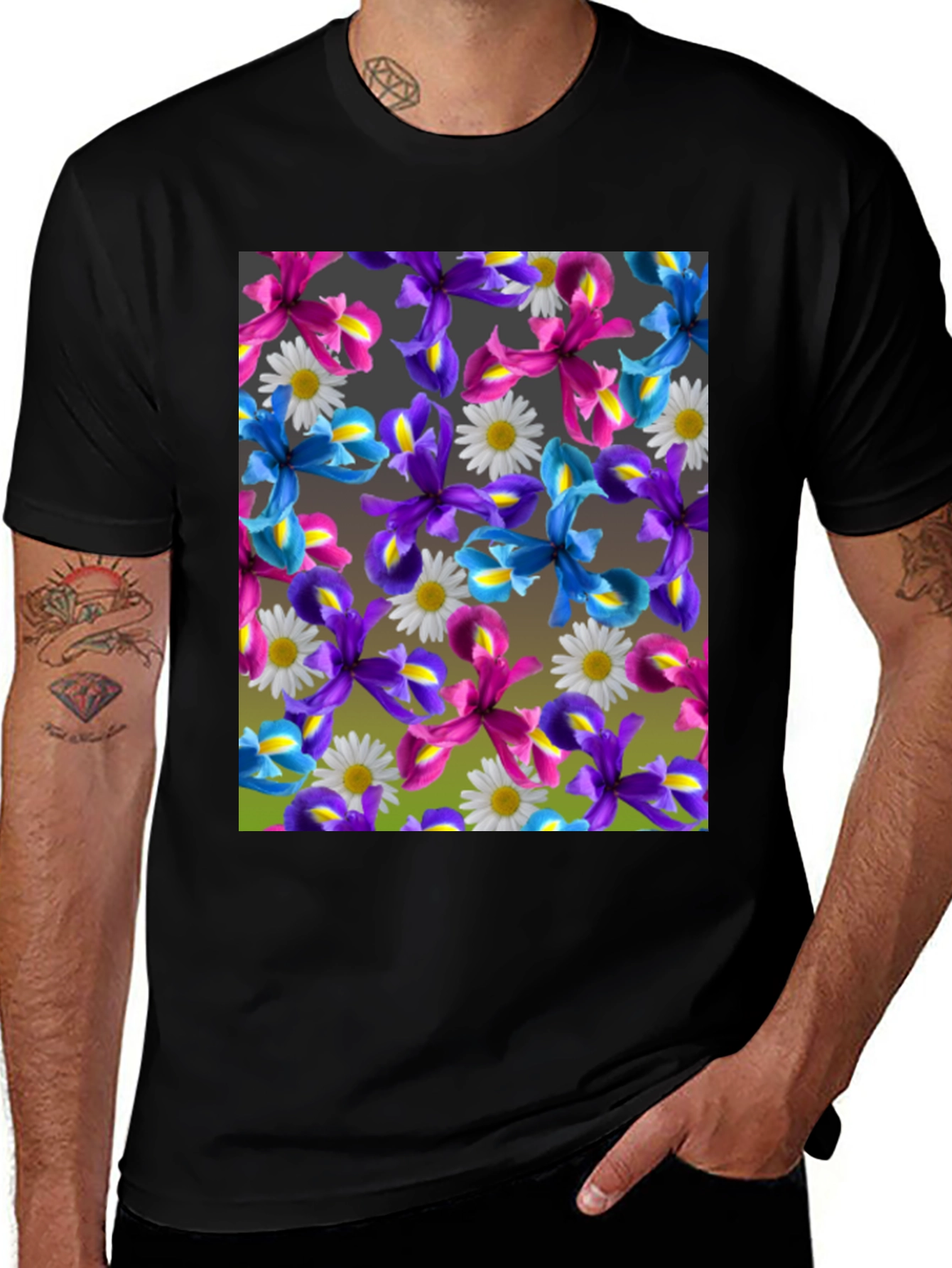 Variant 5 of Floral Pattern T-Shirt - Stylish Iris Design