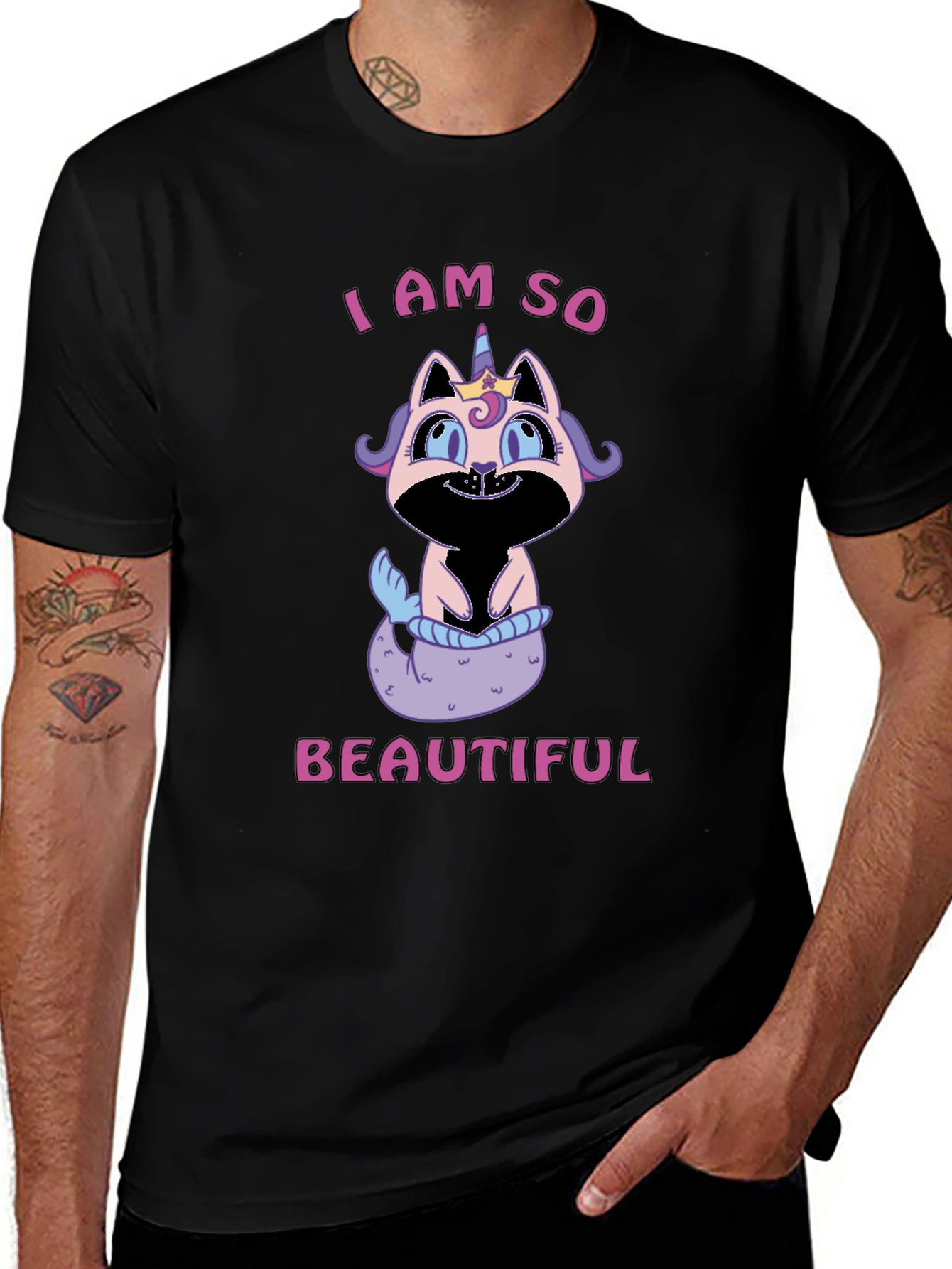 Unicorn Cat Mermaid T-Shirt - I Am So Beautiful