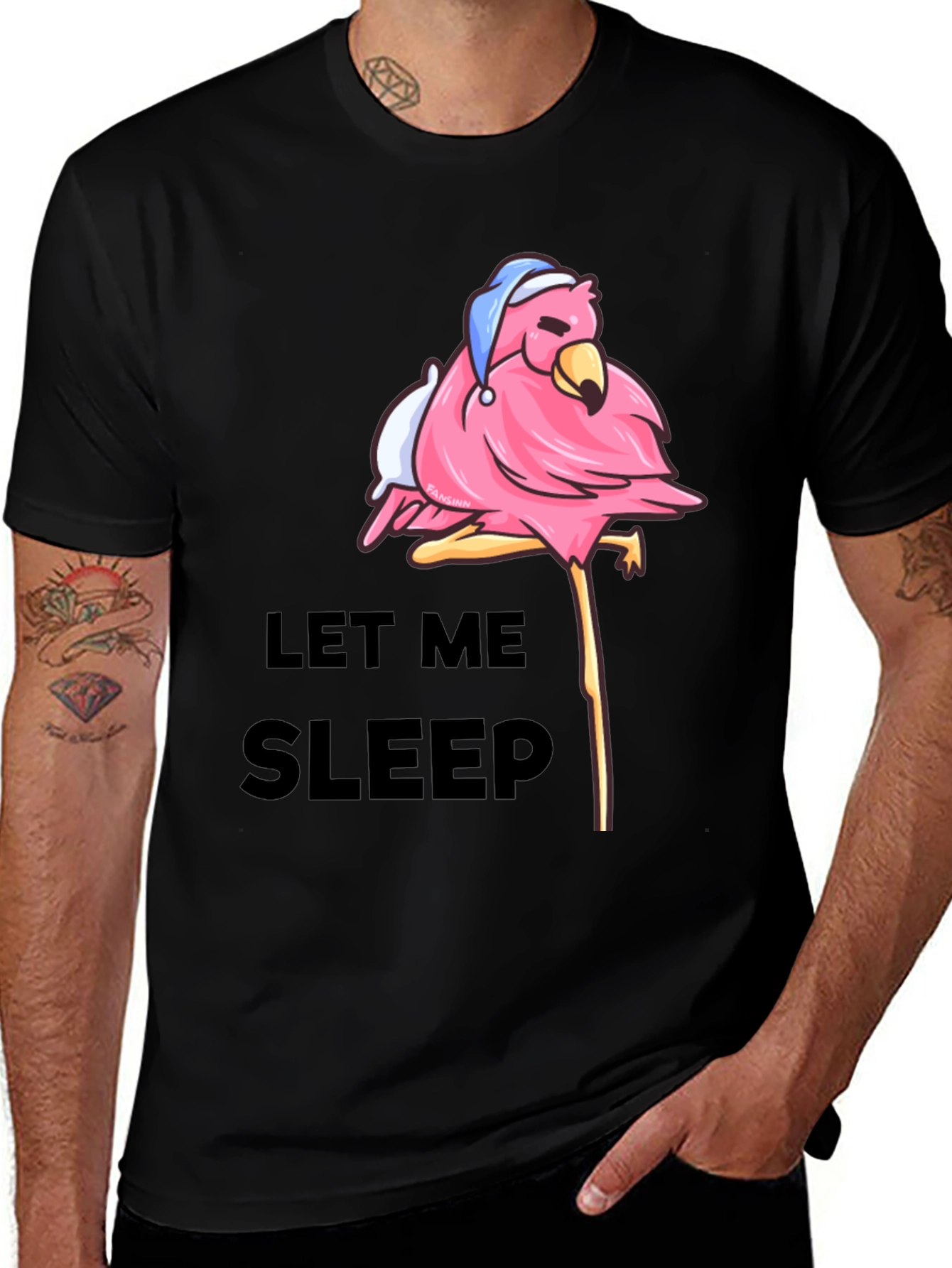 Variant 29 of Let Me Sleep Flamingo T-Shirt - Black