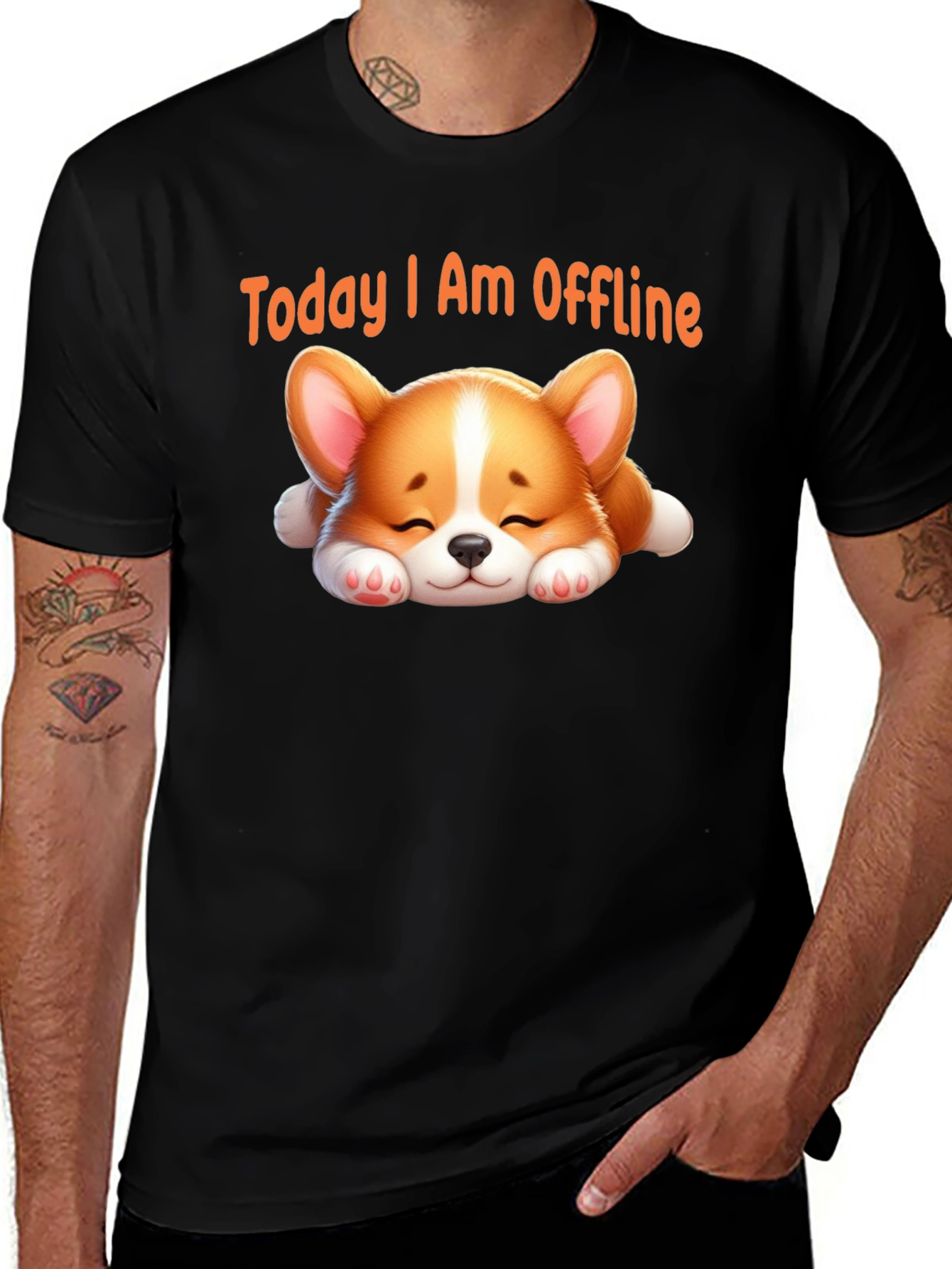 Variant 8 of Today I Am Offline T-Shirt - Cute Sleeping Corgi