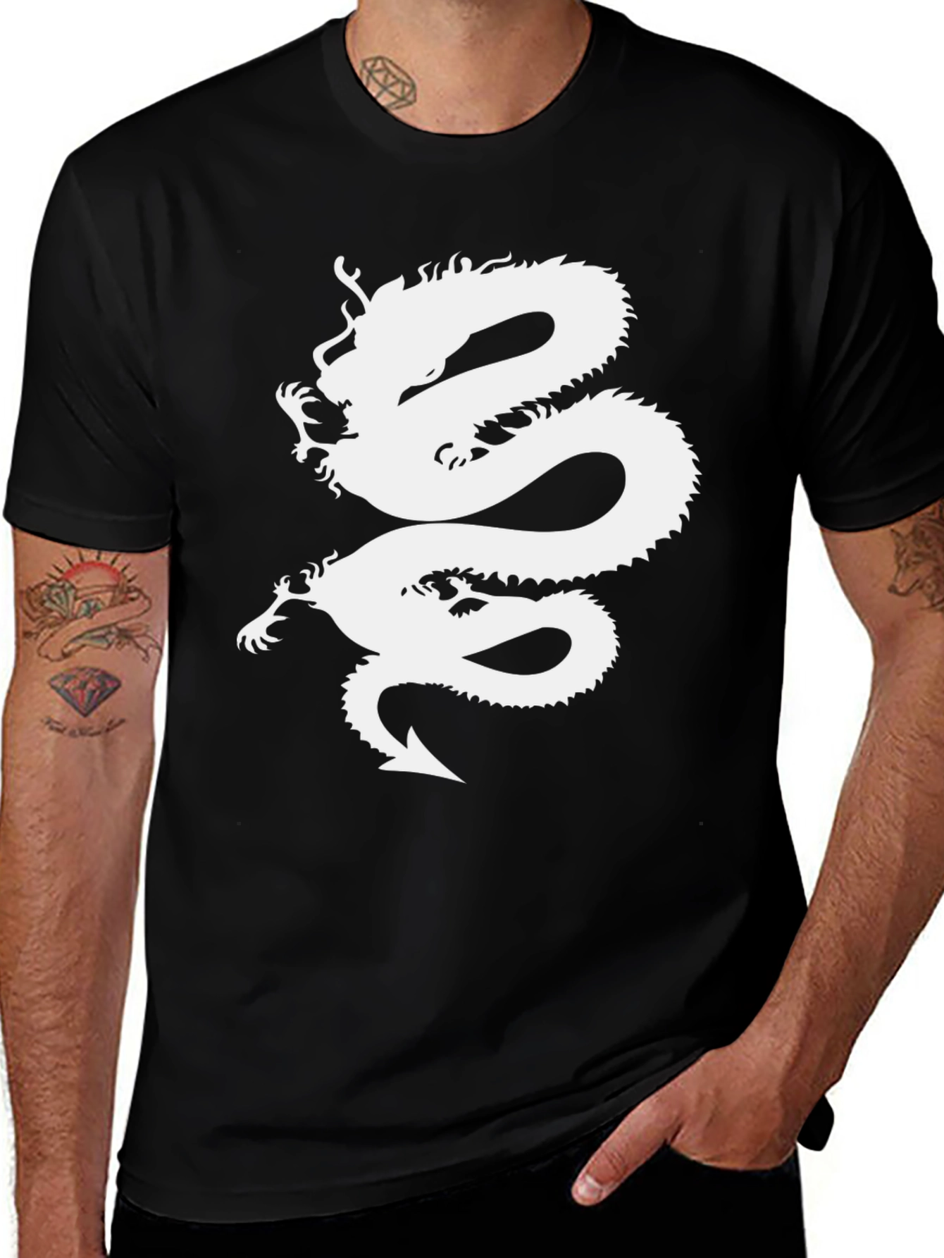 Variant 28 of Dragon Graphic Tee - Black Short Sleeve