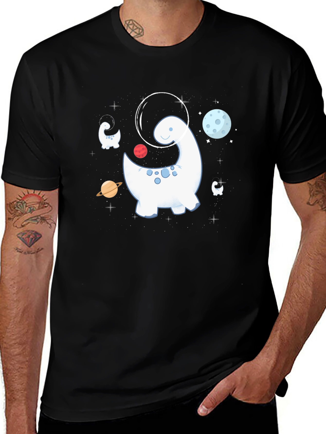 Variant 17 of Cosmic Dino Graphic Tee - Black
