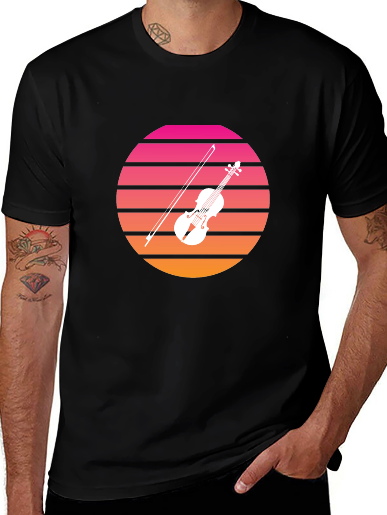 Variant 13 of Retro Sunset Violin Graphic T-Shirt