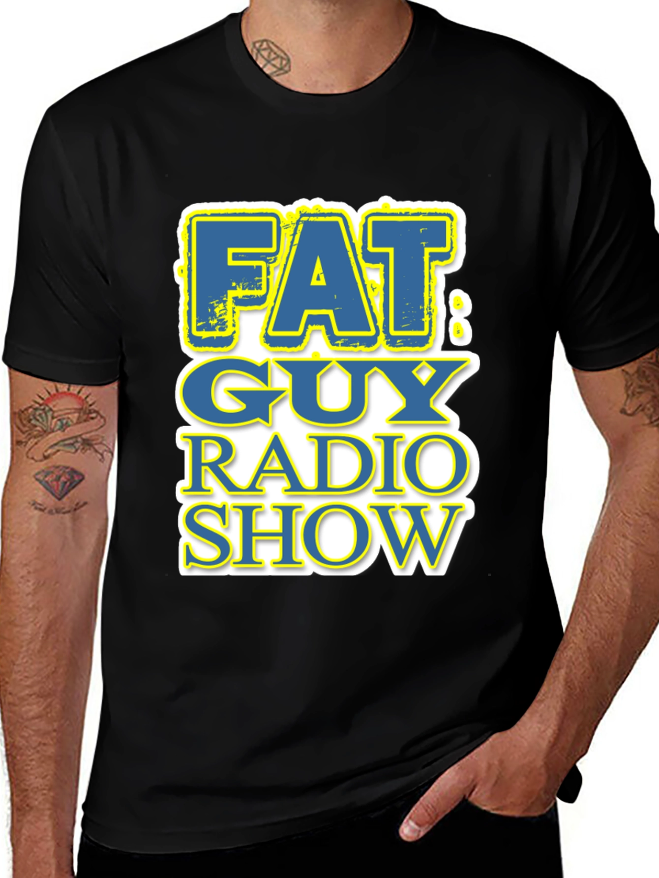 Variant 23 of Fat Guy Radio Show Black Graphic T-Shirt