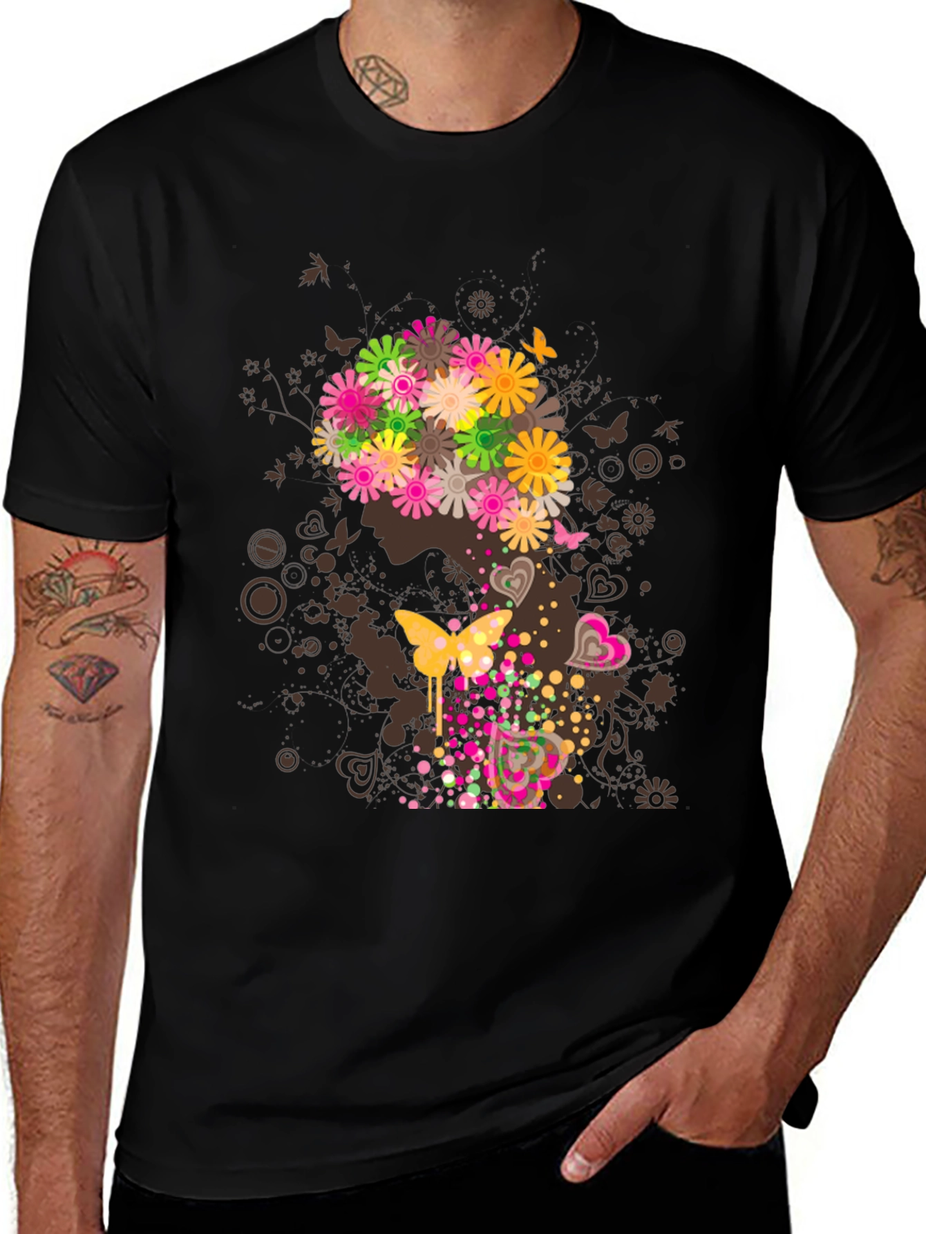 Floral Silhouette Graphic Print Tee