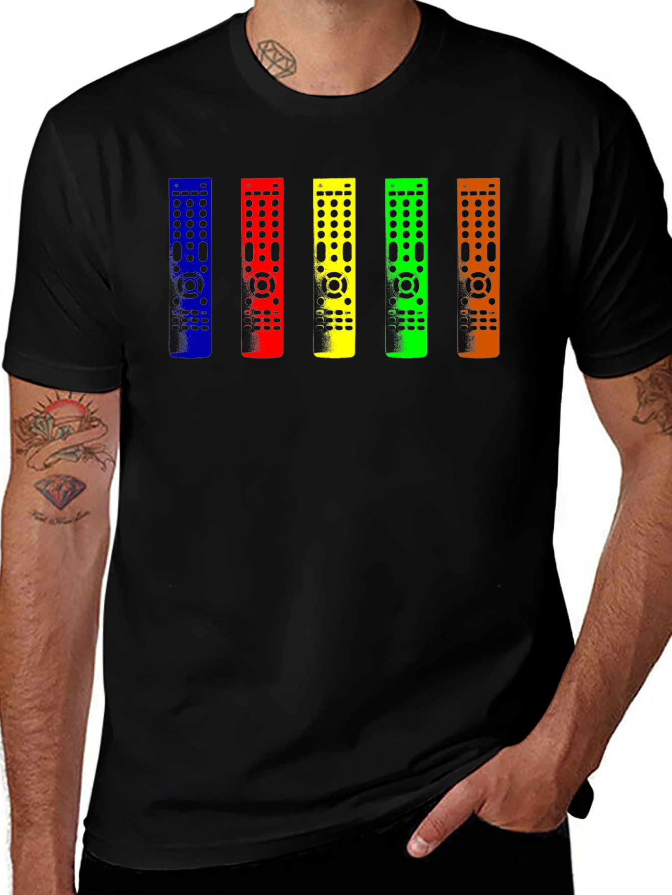 Variant 15 of Colorful Remote Control Pattern T-Shirt