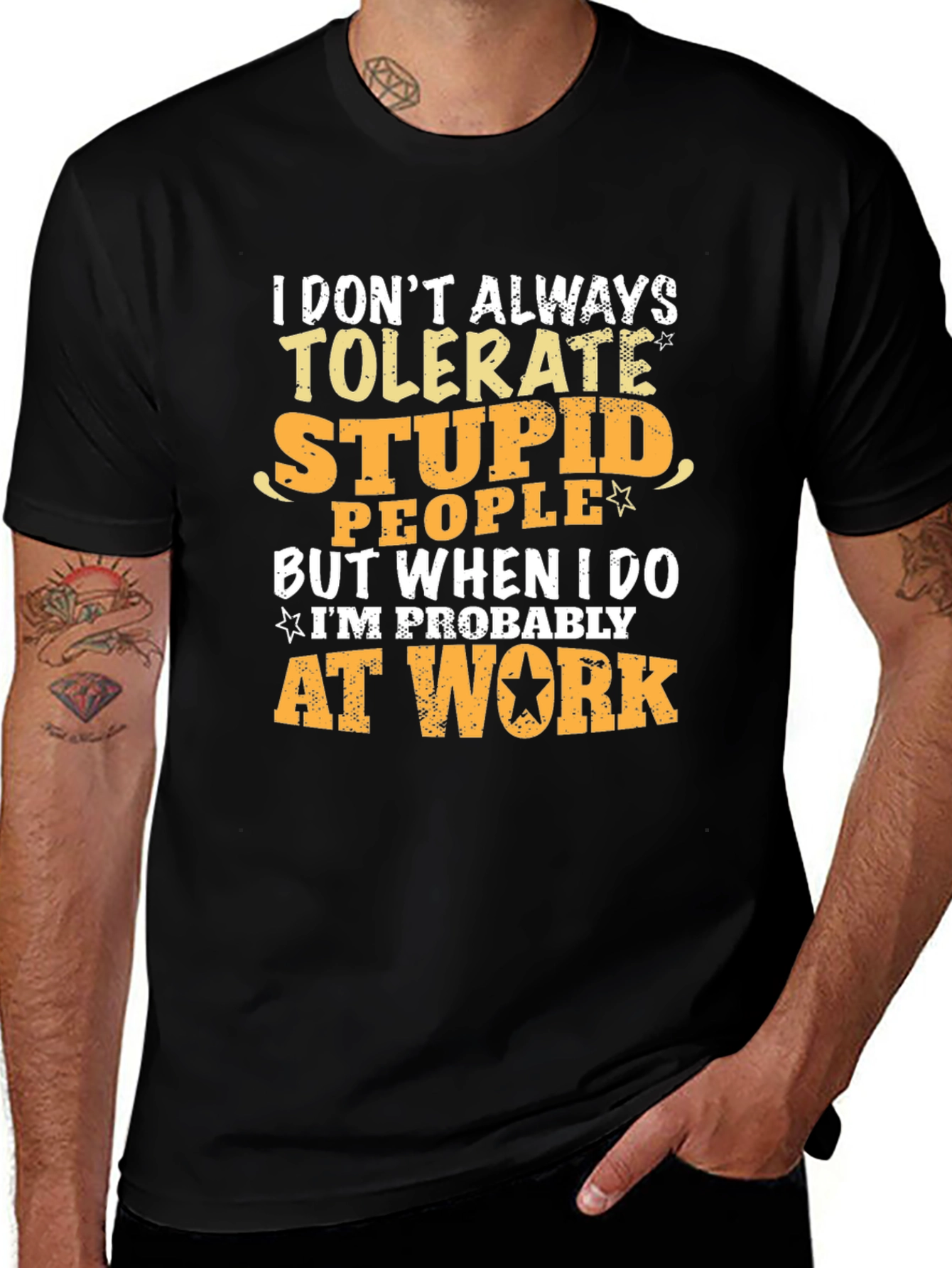 Variant 7 of Funny 'At Work' Graphic Tee - Black