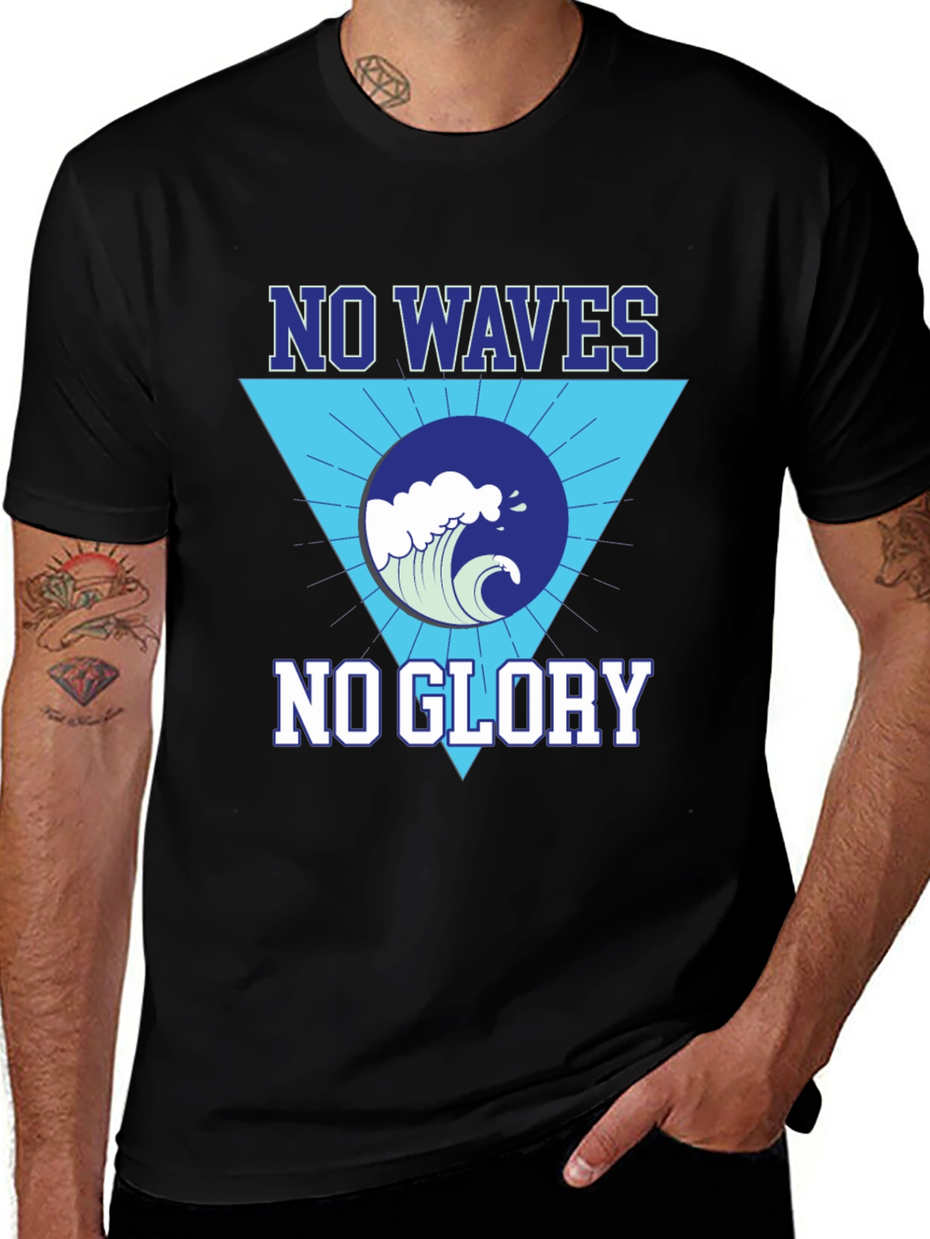 Variant 10 of No Waves No Glory Graphic Tee - Black