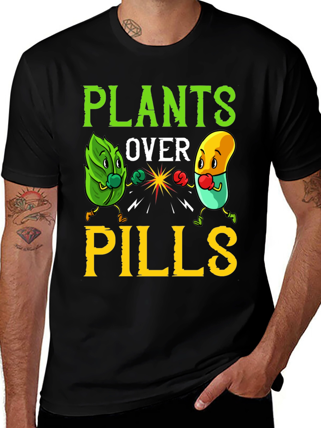 Plants Over Pills Graphic Tee - Healthy Lifestyle Shirt