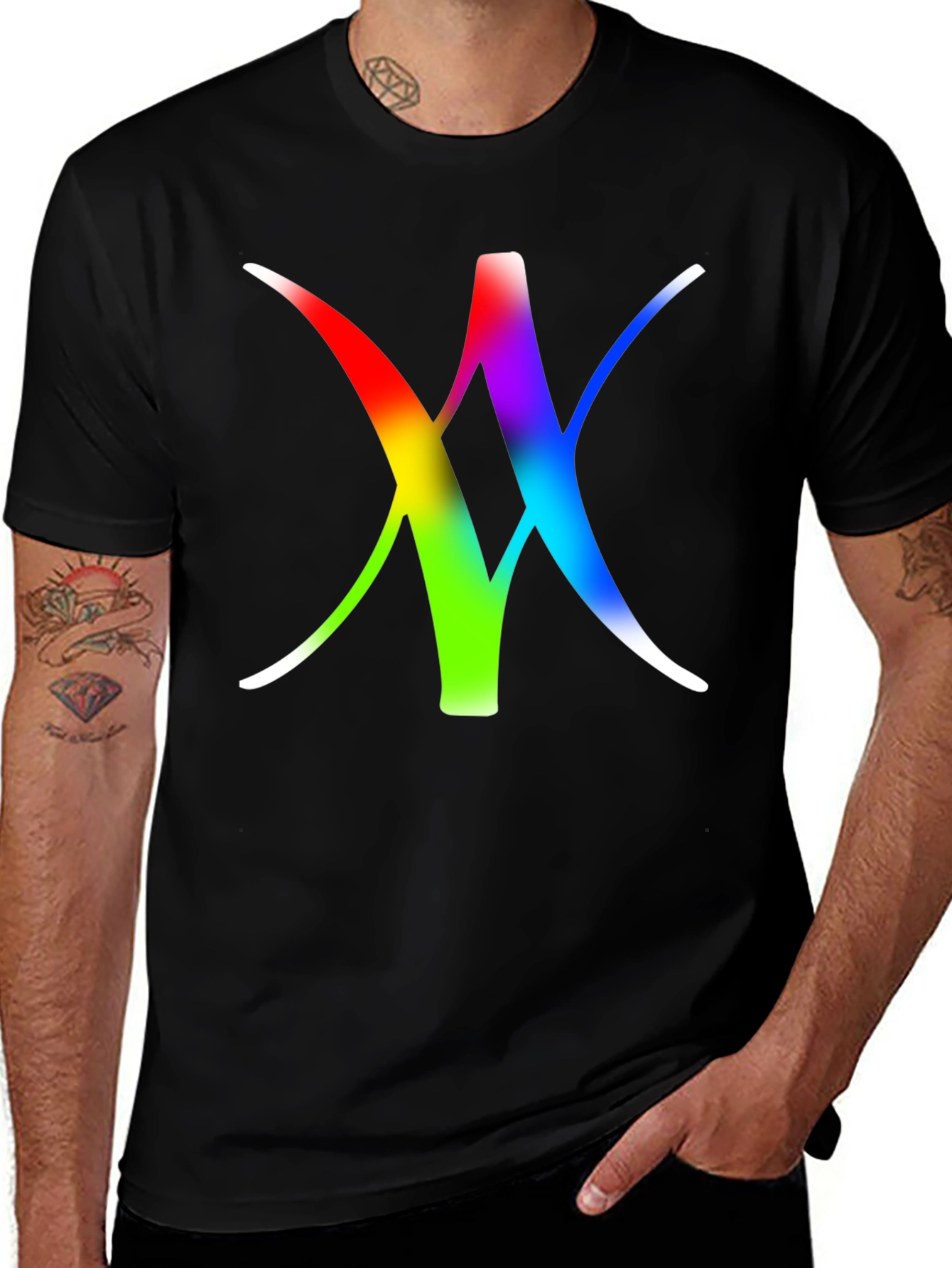 Variant 8 of Rainbow Geometric Logo Graphic Black T-Shirt