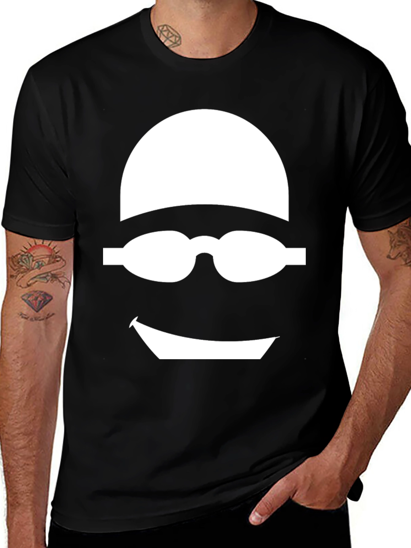 Variant 19 of Swimmer Graphic Tee - Black Cotton T-Shirt