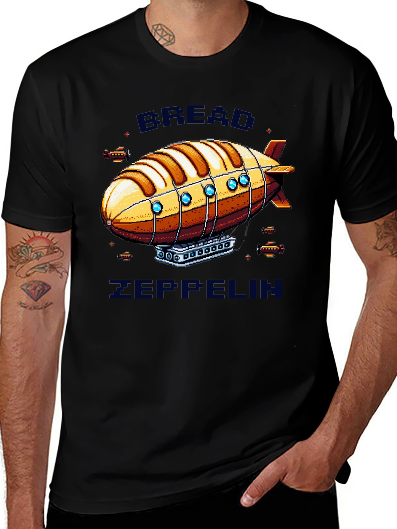 Variant 15 of Bread Zeppelin T-Shirt - Pixel Art Design