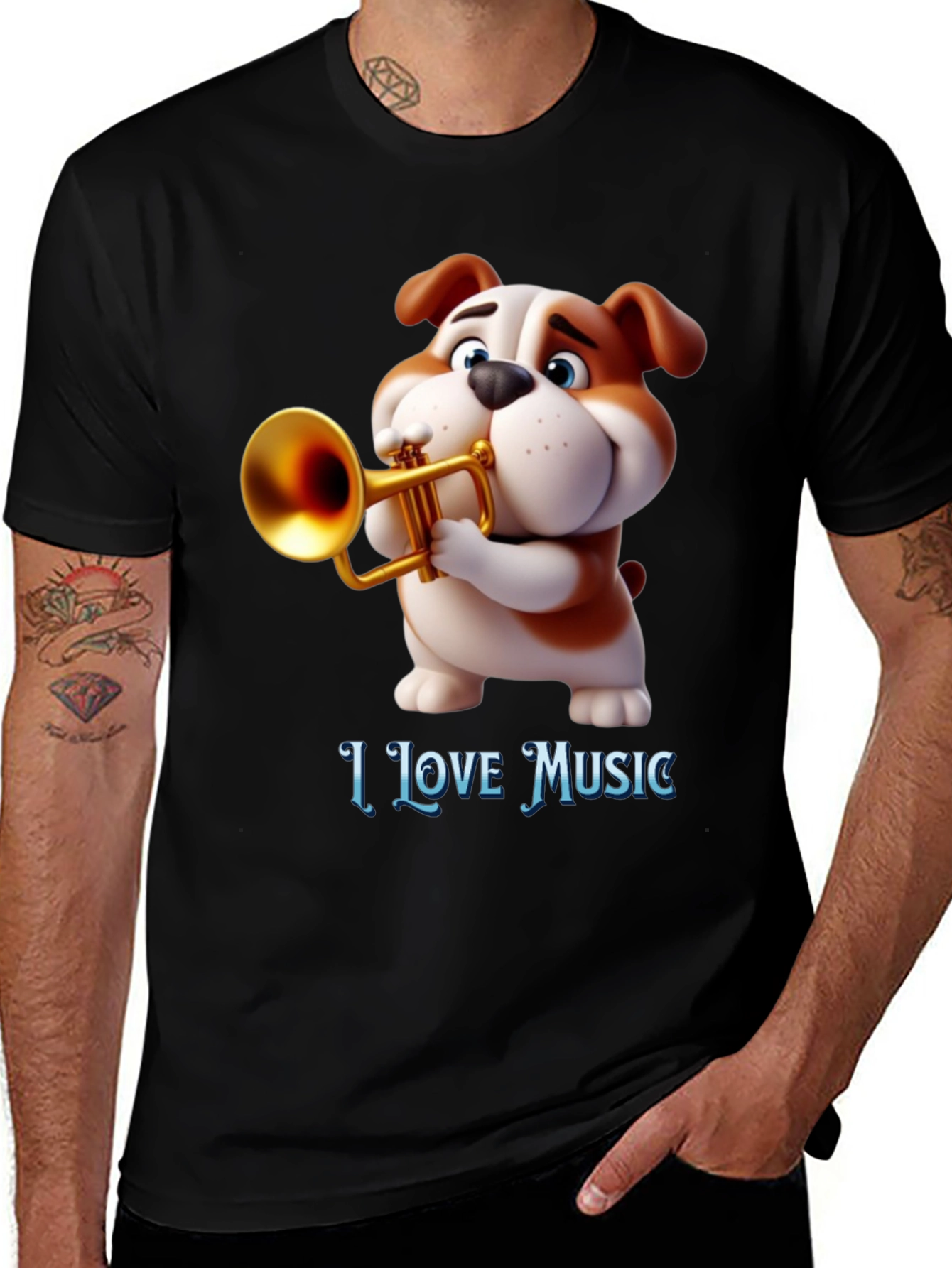 Variant 12 of Dog Lover T-Shirt - "I Love Music" Tee