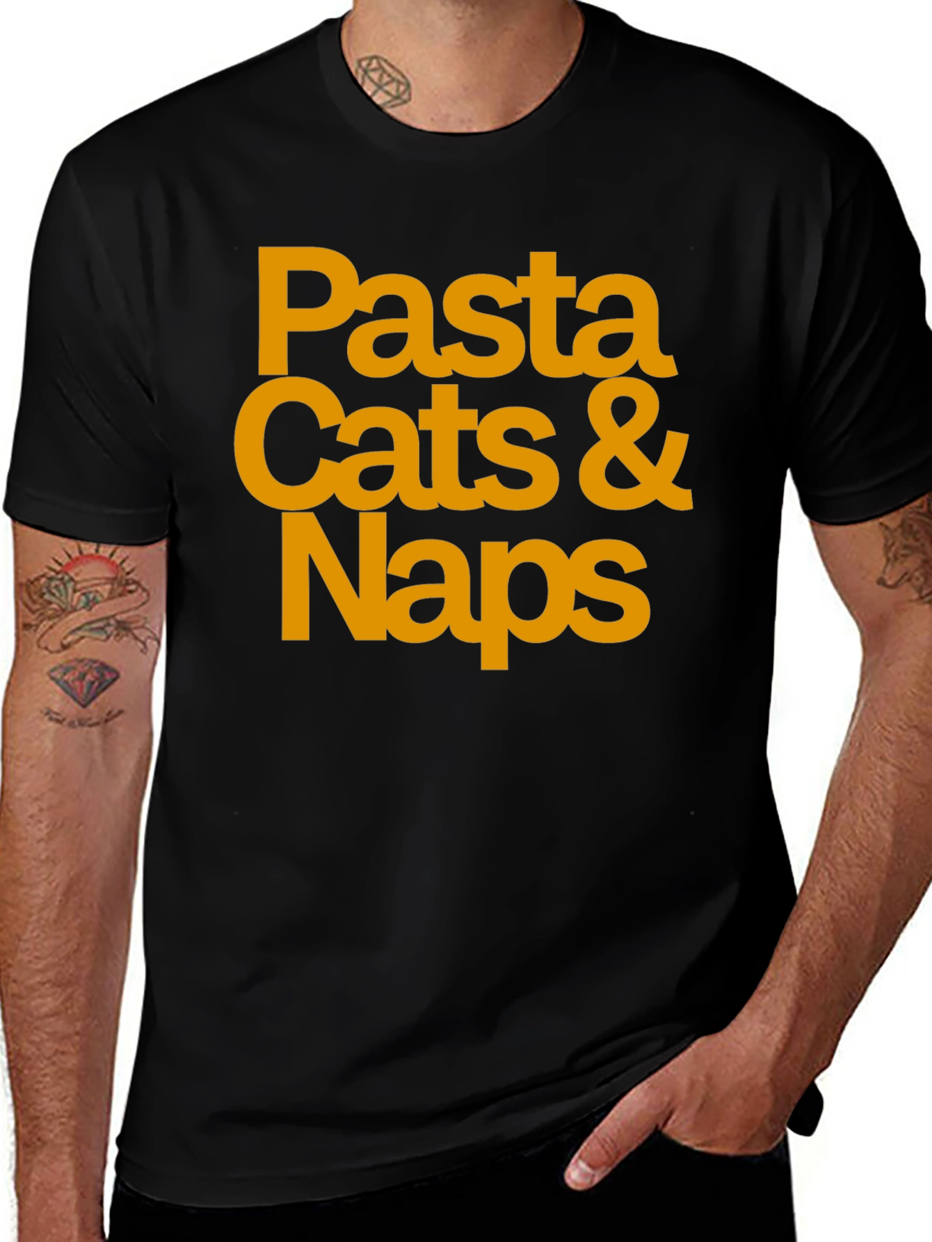 Variant 28 of Pasta Cats & Naps Black Graphic T-Shirt