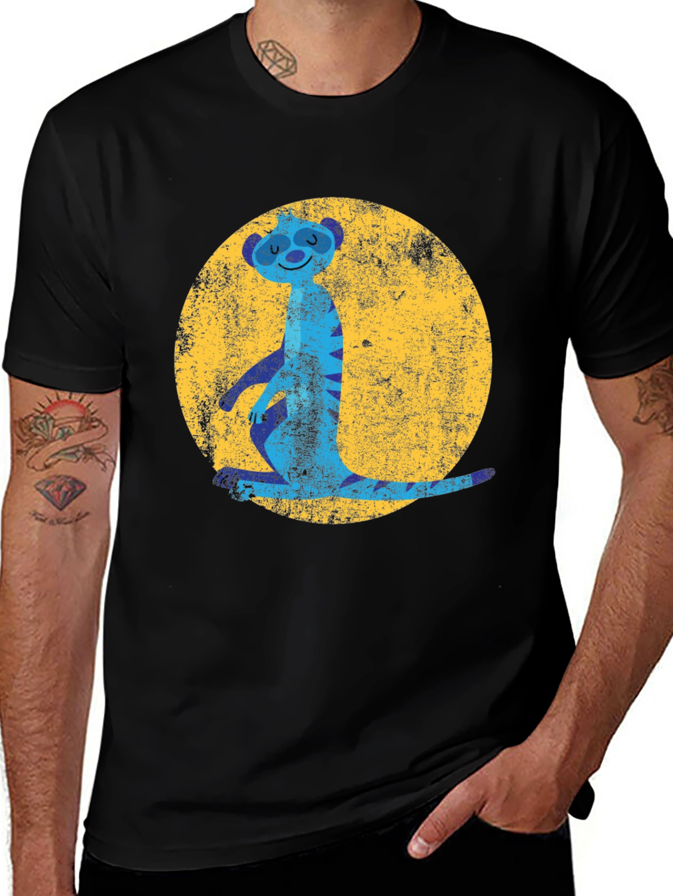 Variant 28 of Meerkat Moon Men's Graphic Tee - Black