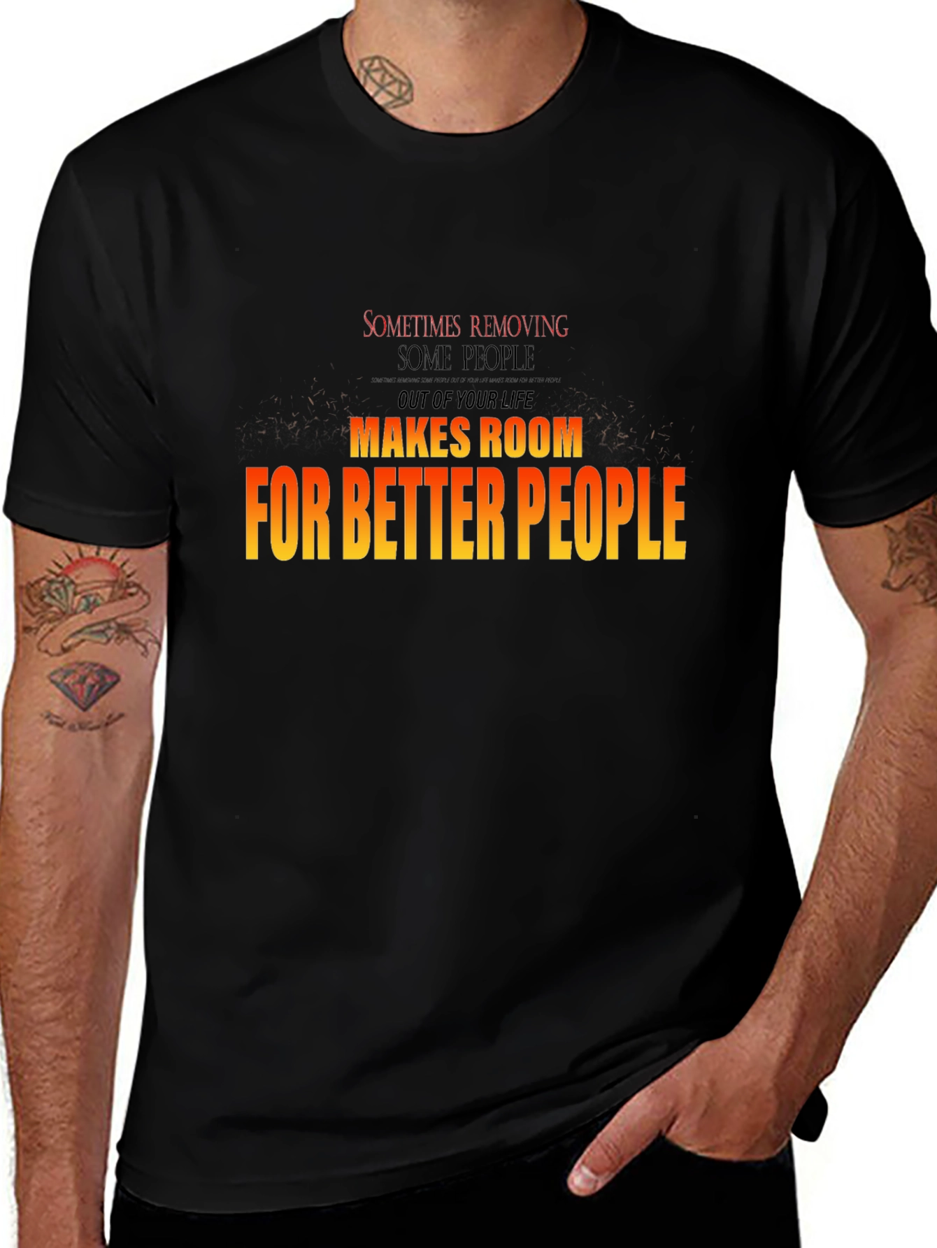 Black Motivational Graphic T-Shirt - Room for Better People main image