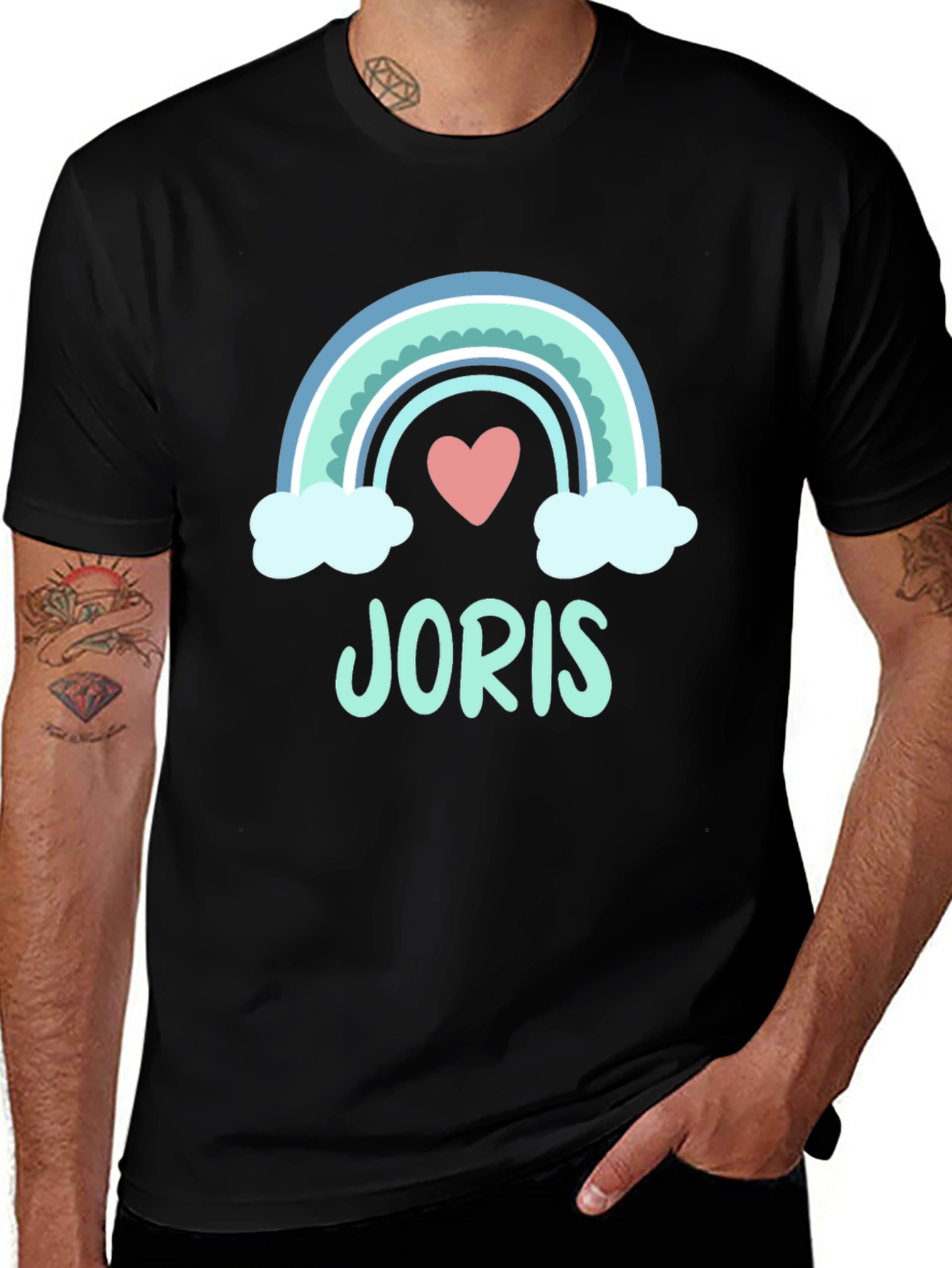 Personalized Joris Rainbow Heart T-Shirt