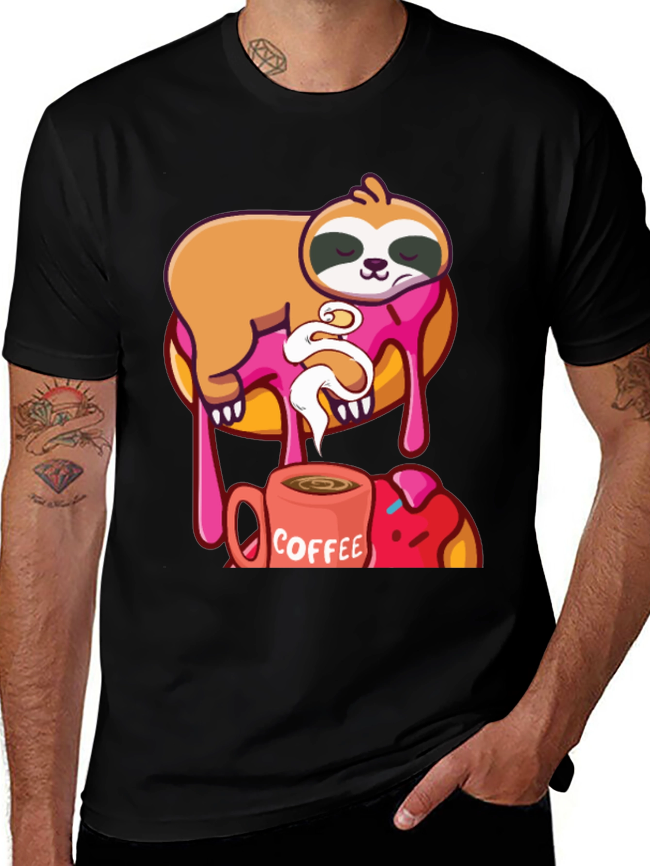 Variant 22 of Sloth Donut & Coffee T-Shirt