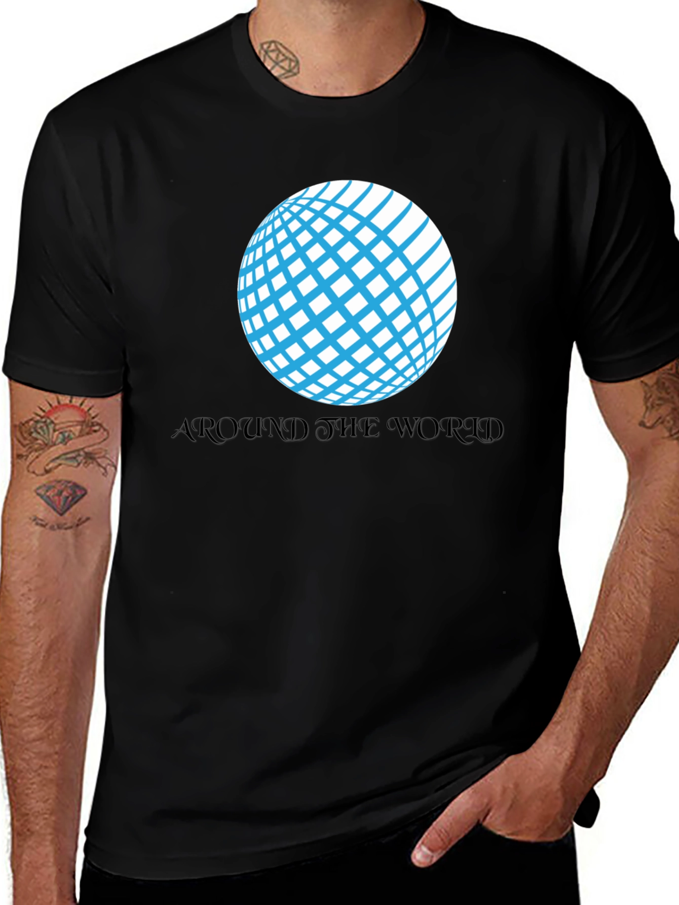 Black Around the World Graphic T-Shirt - Unisex Casual Tee main image