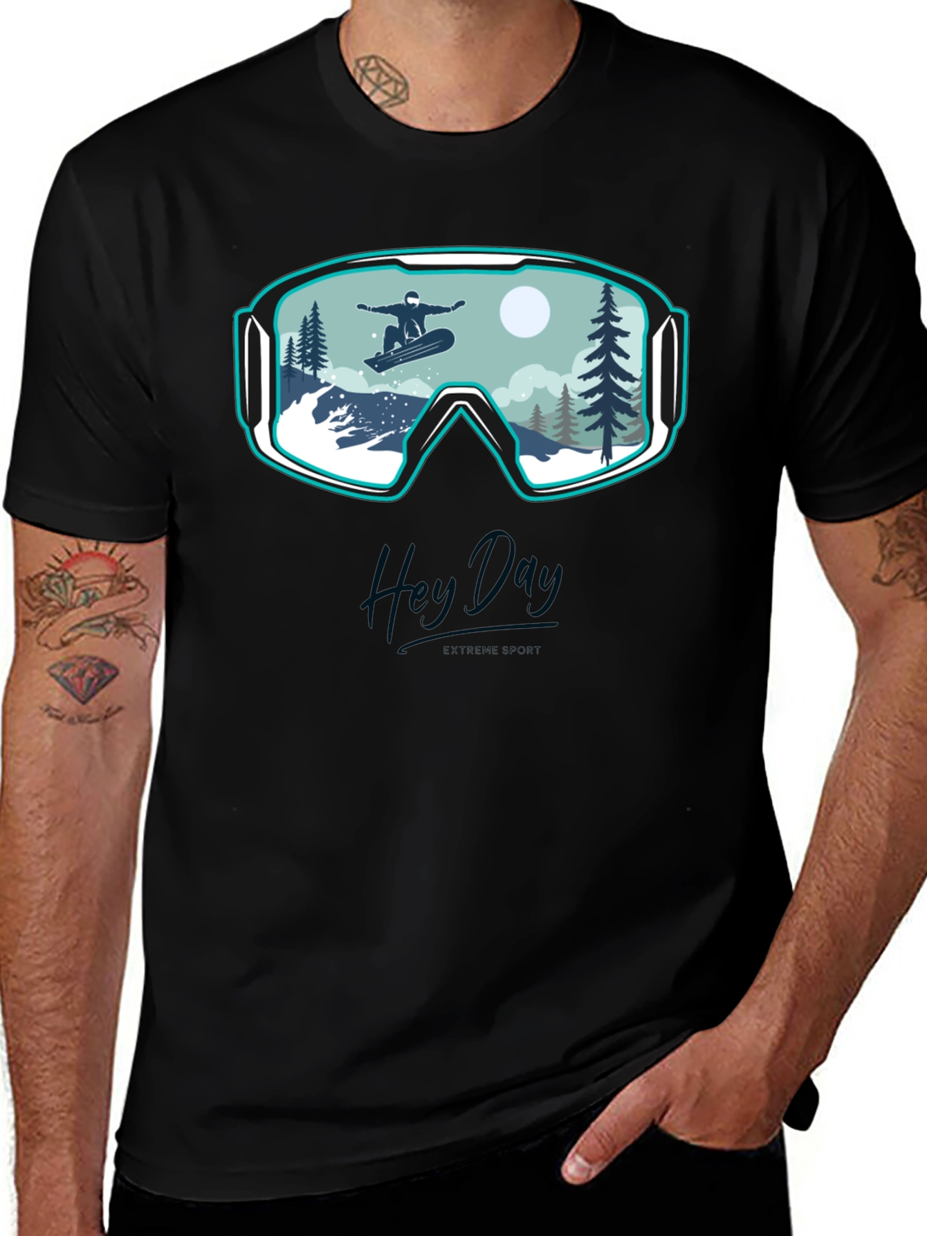 Variant 7 of Hey Day Snowboard Goggles Graphic Tee - Black