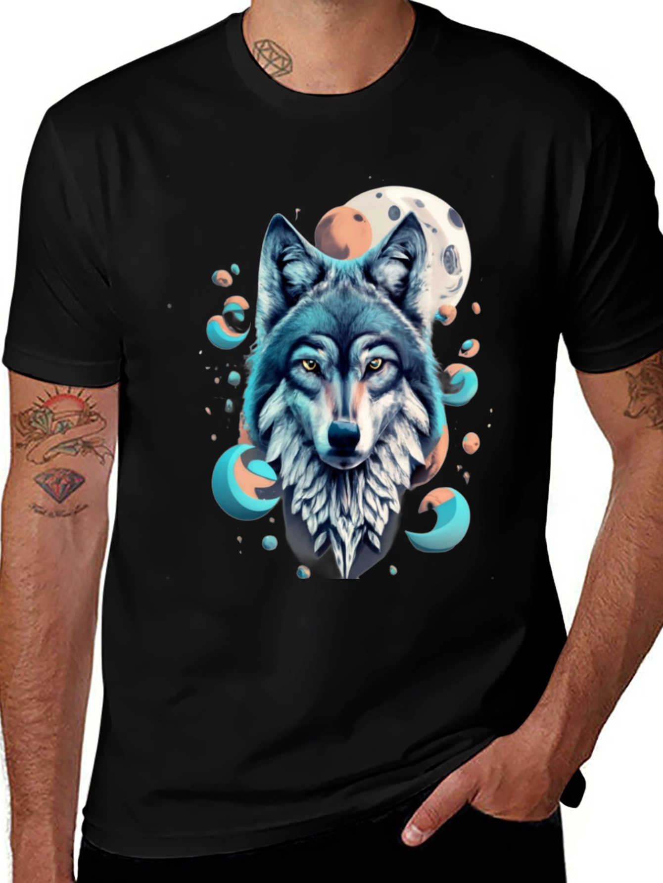 Variant 23 of Wolf Moon Graphic Tee - Stylish Black T-Shirt