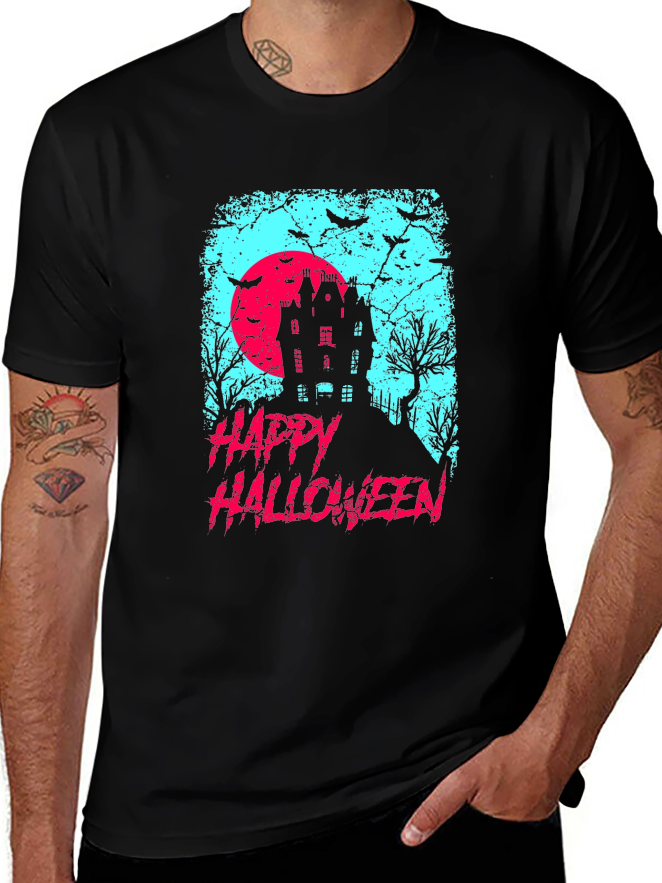 Halloween Haunted House Graphic T-Shirt