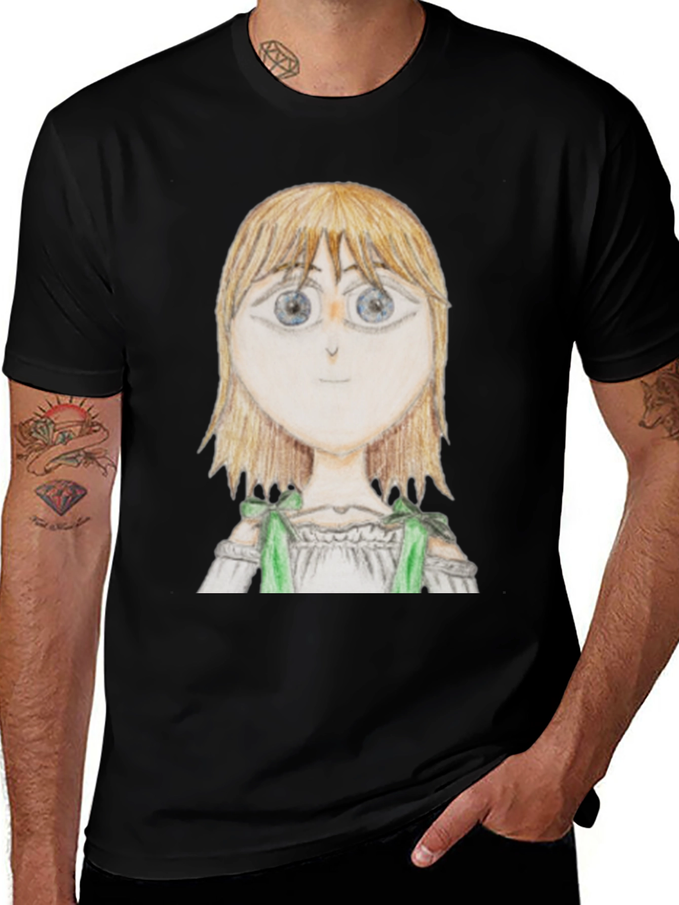 Variant 20 of Anime Girl Graphic Black T-Shirt