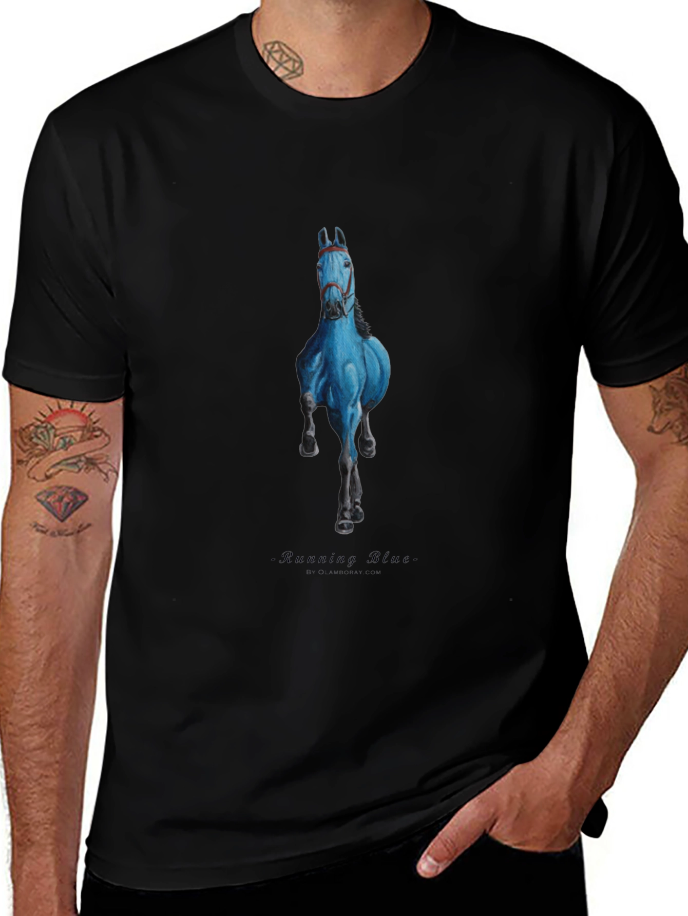 Variant 29 of Running Blue Horse Graphic T-Shirt