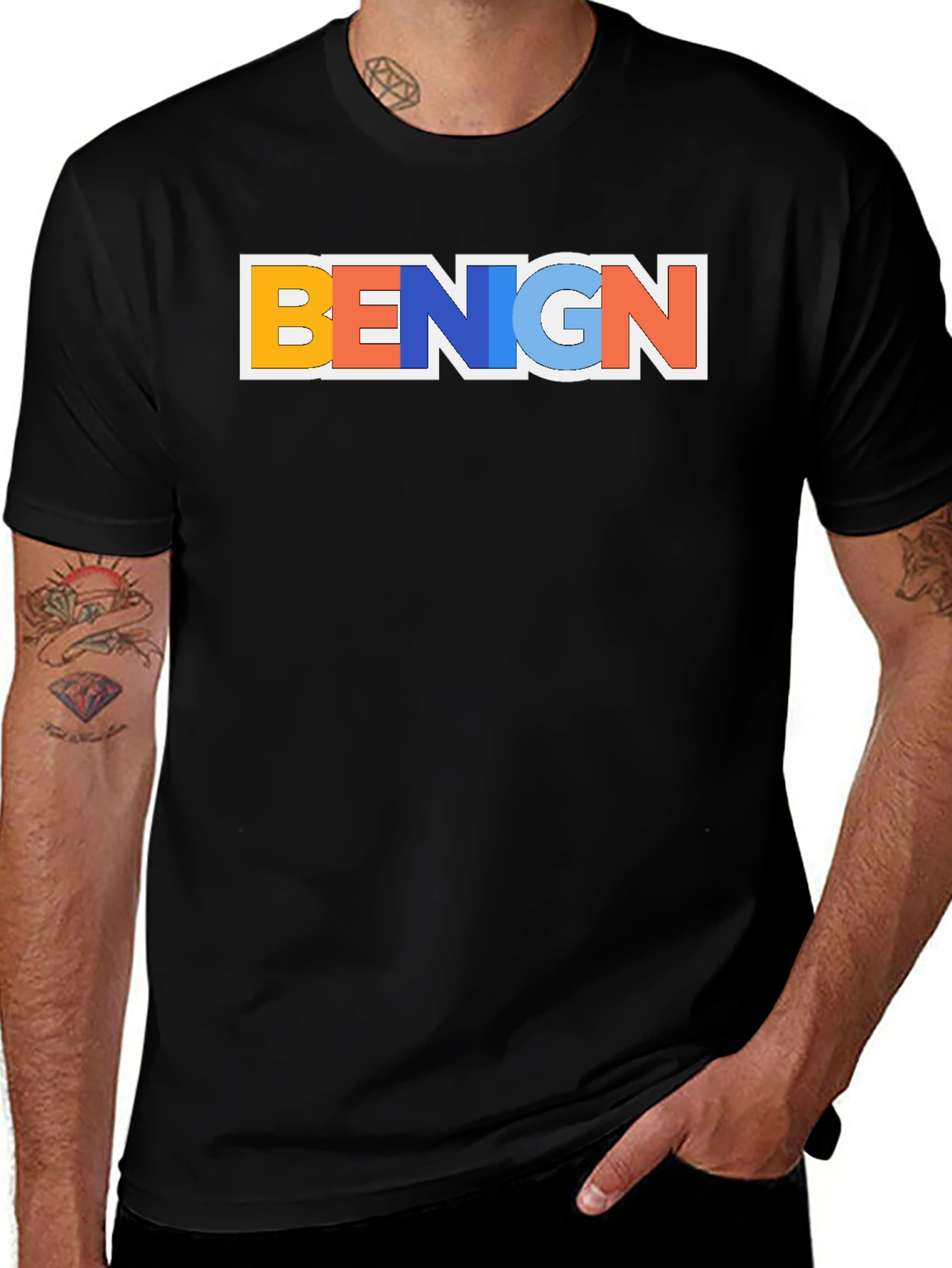 Black Benign Graphic T-Shirt - Trendy Casual Tee main image