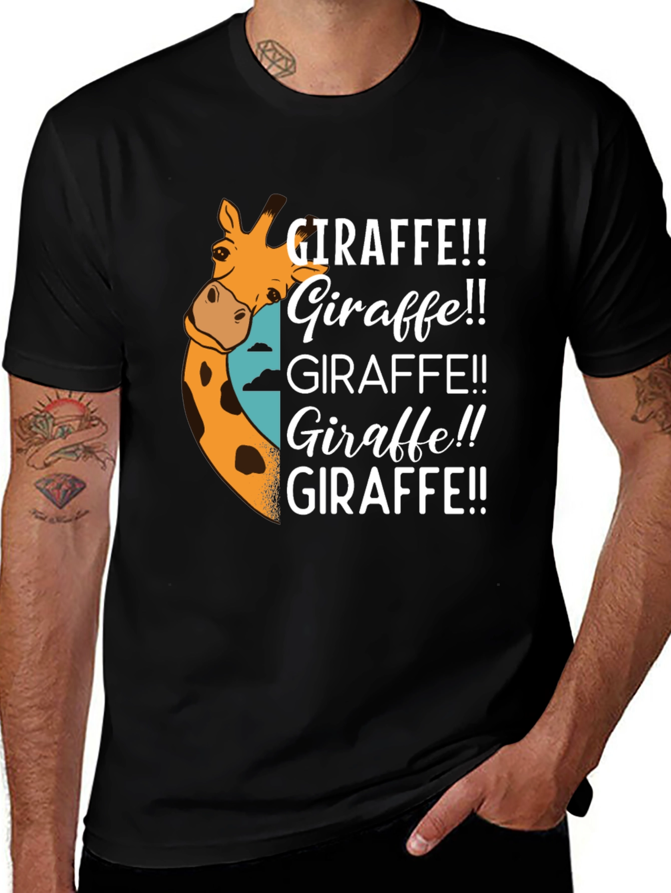 Variant 19 of Giraffe Graphic Black T-Shirt