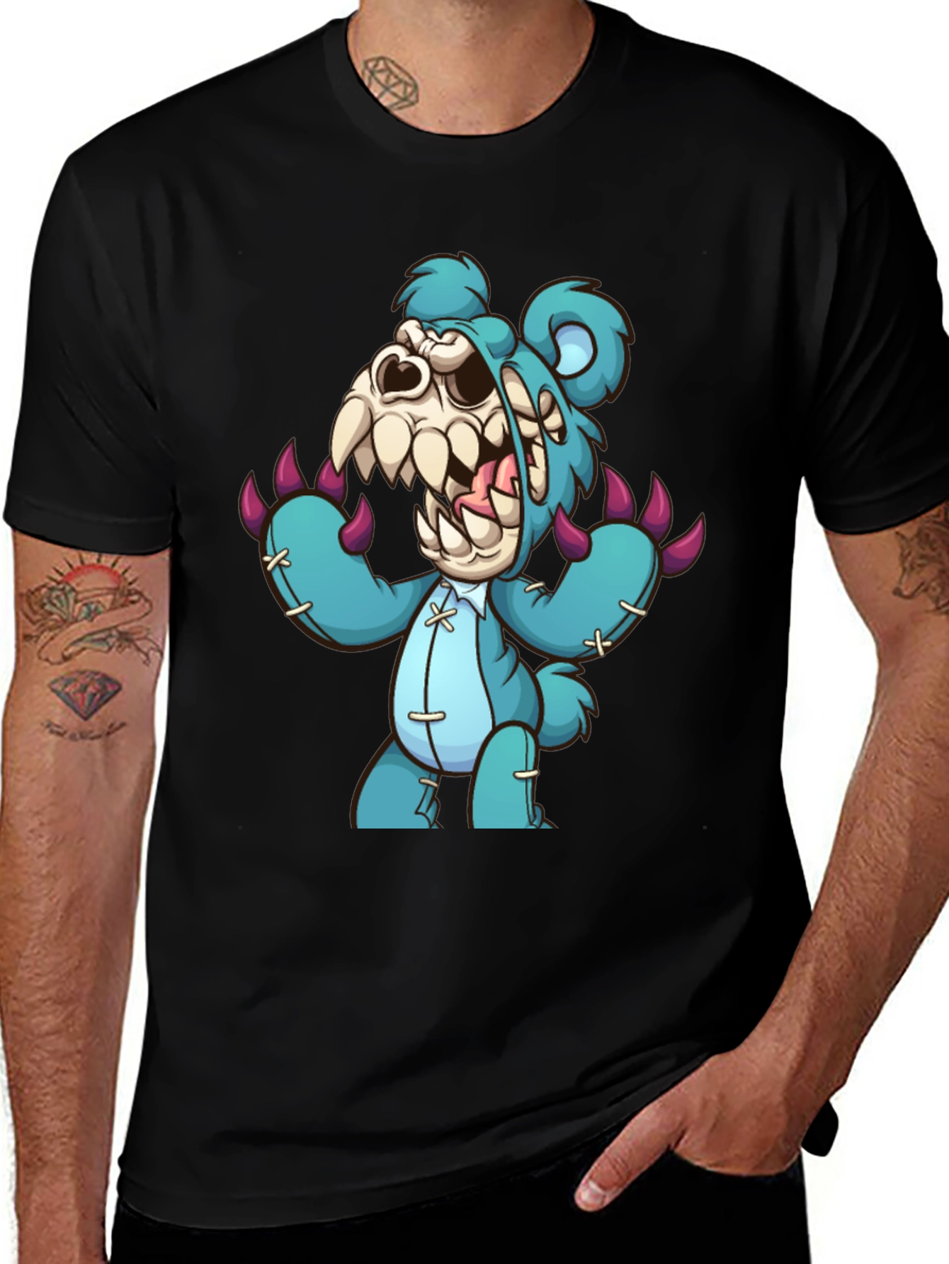 Variant 18 of Zombie Teddy Bear Graphic T-Shirt - Men's