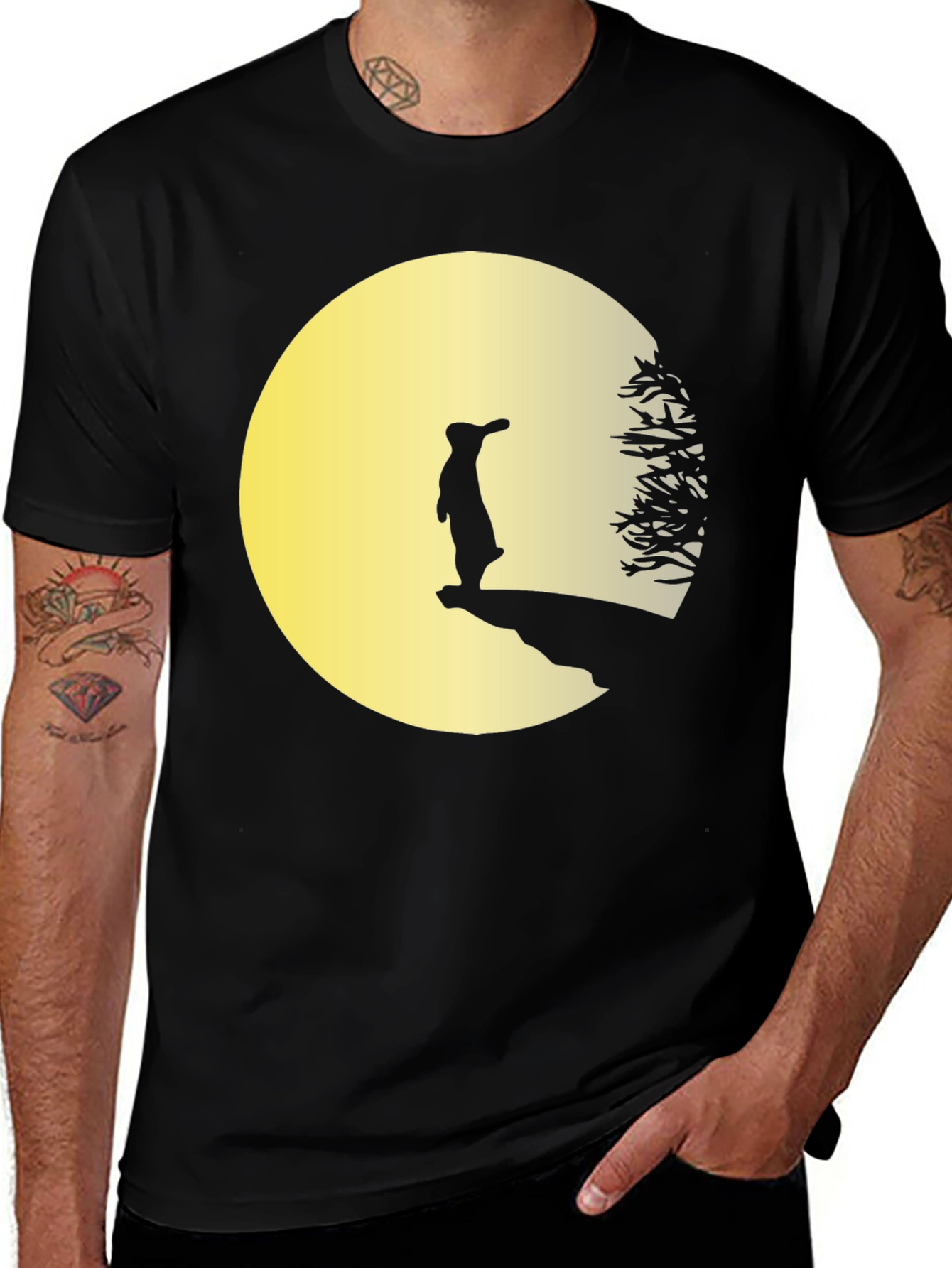 Variant 11 of Silhouette Moon Gazing Rabbit Graphic Tee