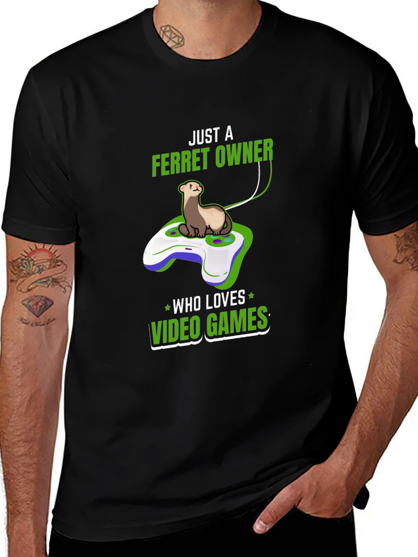Variant 7 of Ferret Owner Video Game Lover Graphic Tee