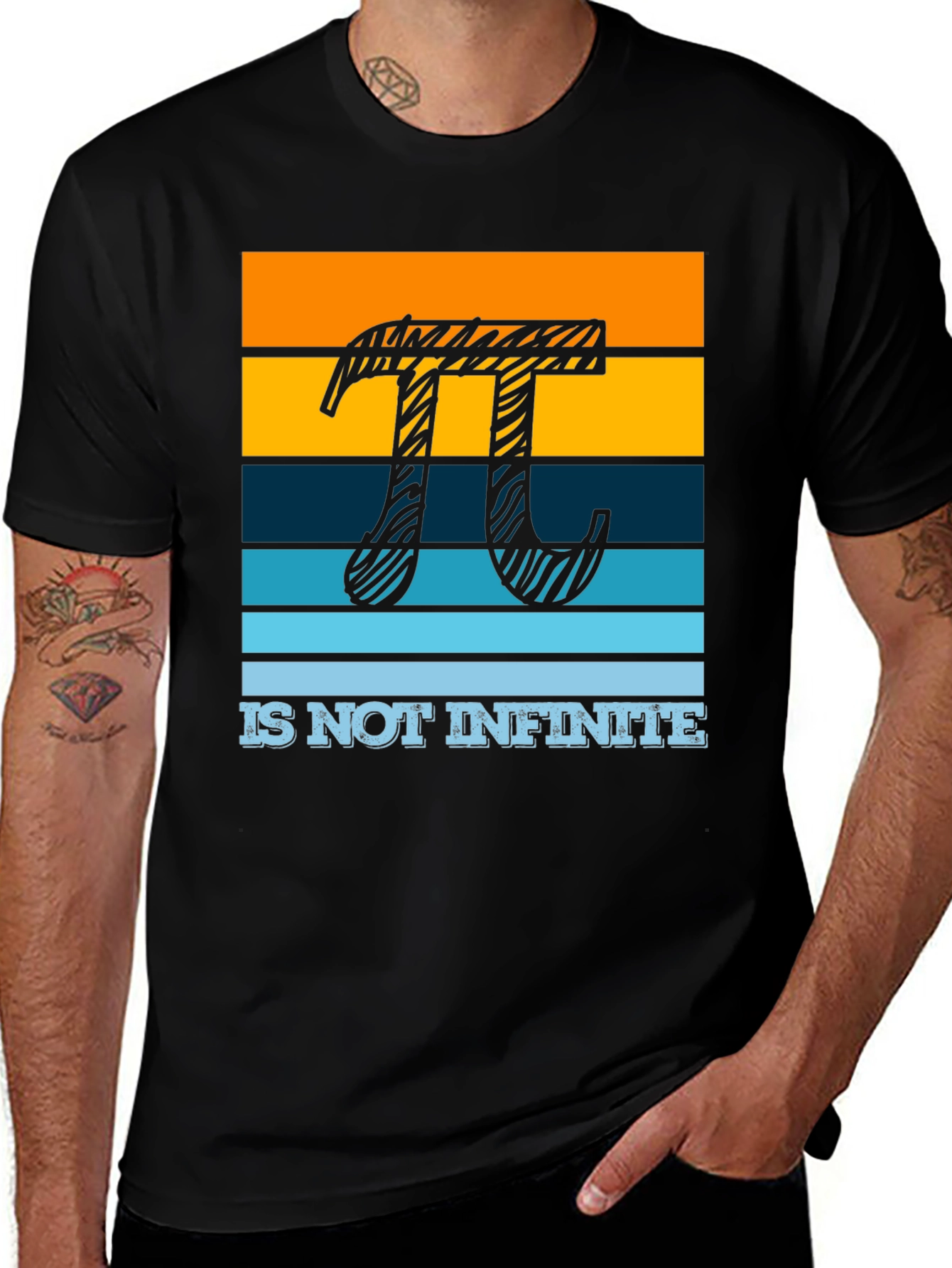 Variant 17 of Pi Symbol Striped Graphic Tee - Limited Edition