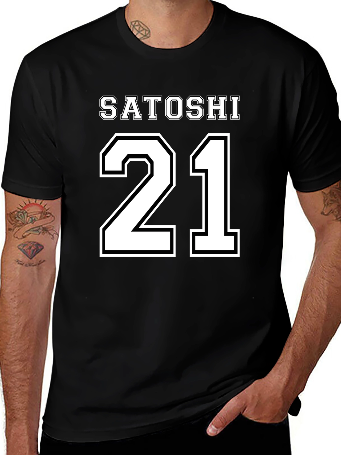 Satoshi 21 Black T-Shirt Crypto Bitcoin Fan Apparel