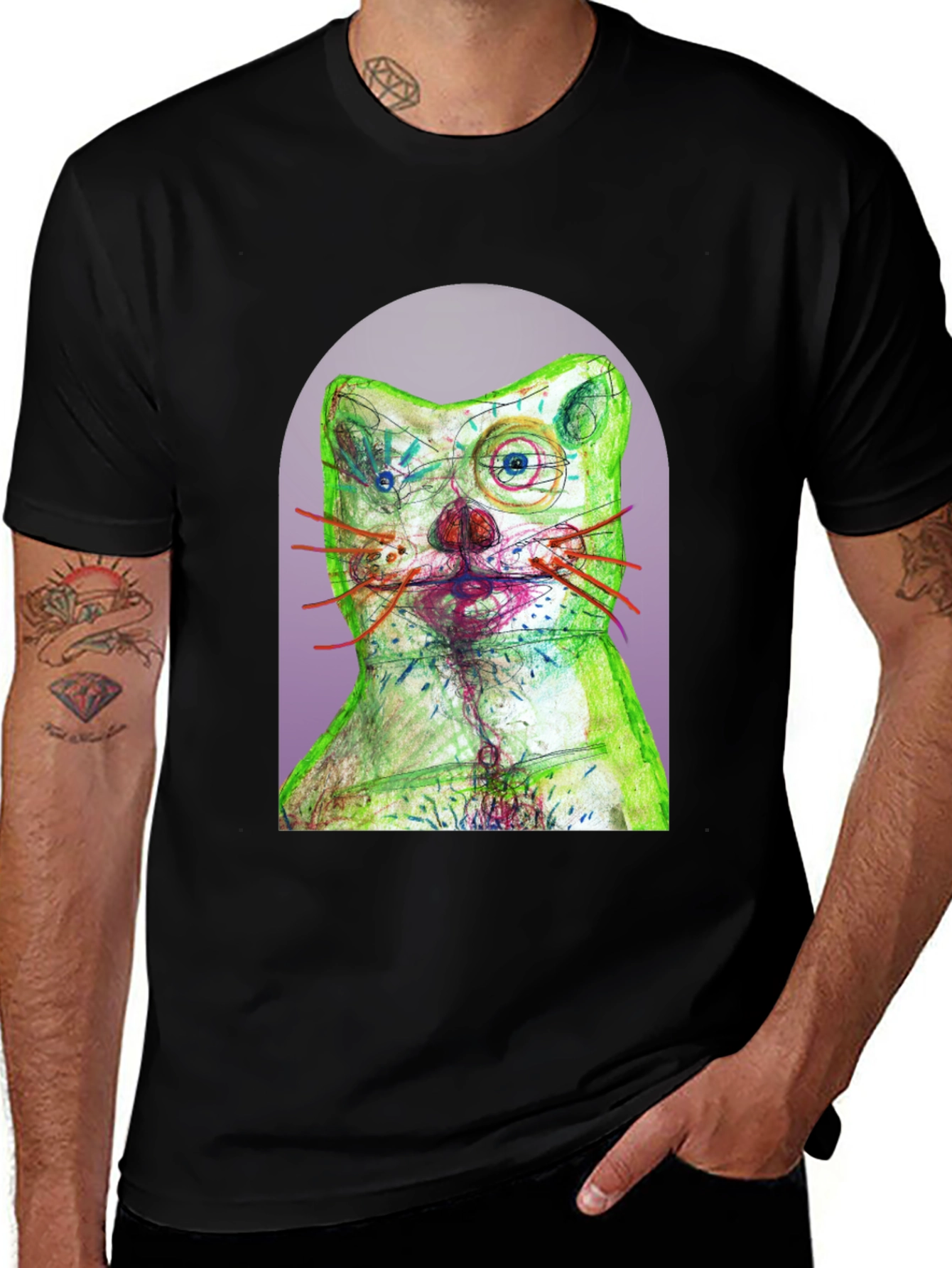 Variant 6 of Artistic Cat Graphic T-Shirt - Unique Design