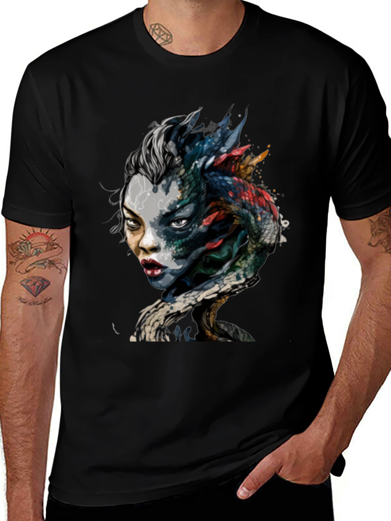 Mystic Dragon Woman Graphic Black Tee