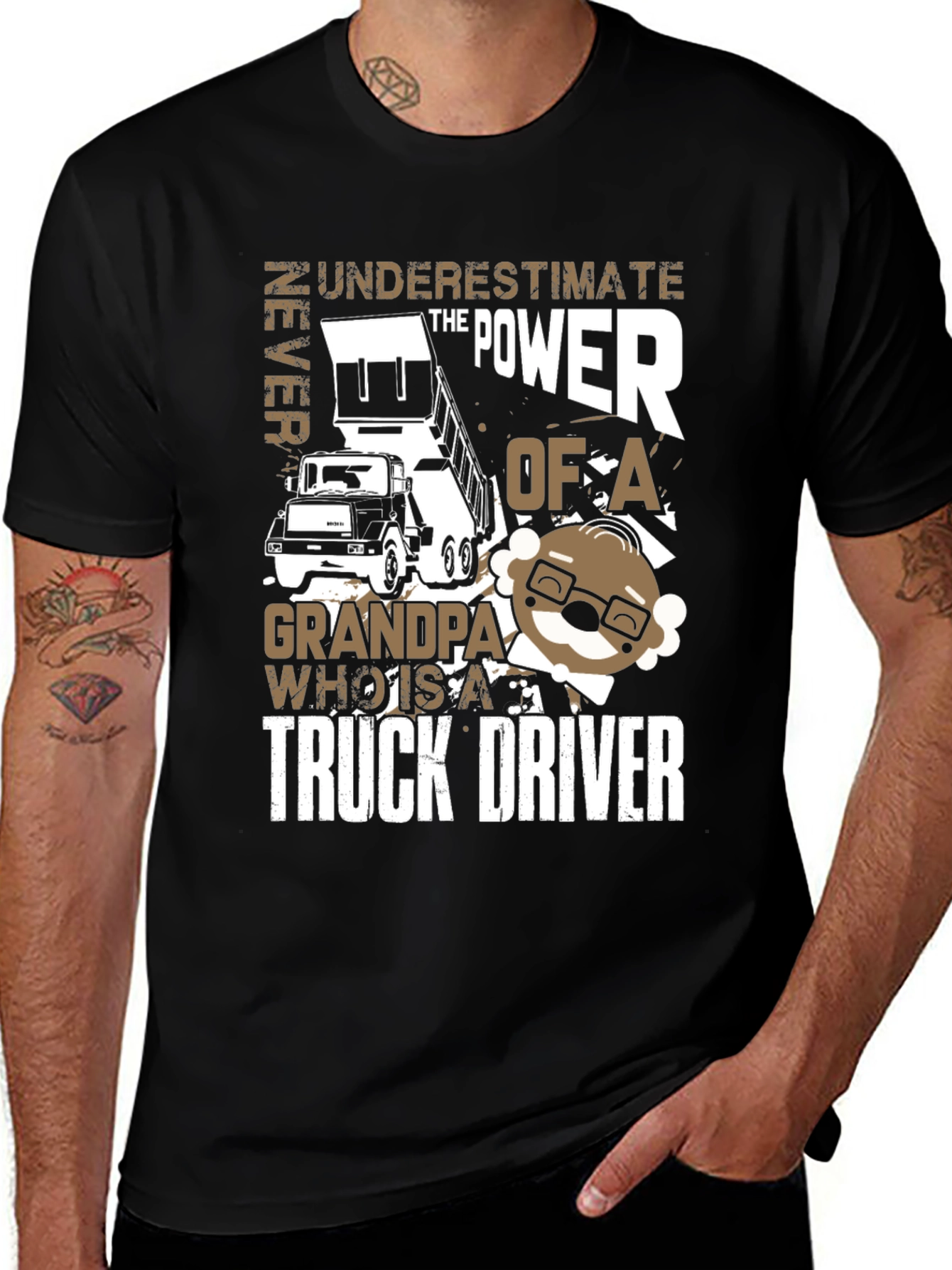 Variant 13 of Grandpa Truck Driver T-Shirt - Never Underestimate the Power!