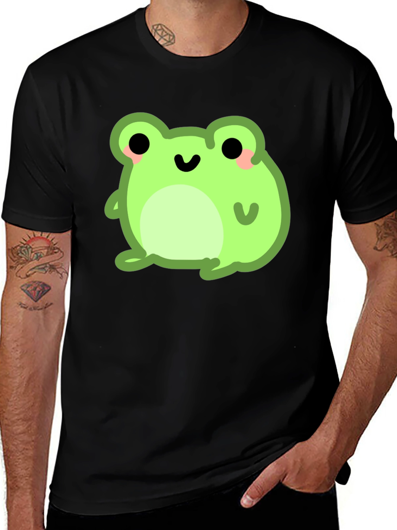 Variant 29 of Cute Frog Graphic Black T-Shirt